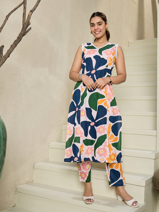 Indo Era Multi Printed Straight Kurta Trousers set