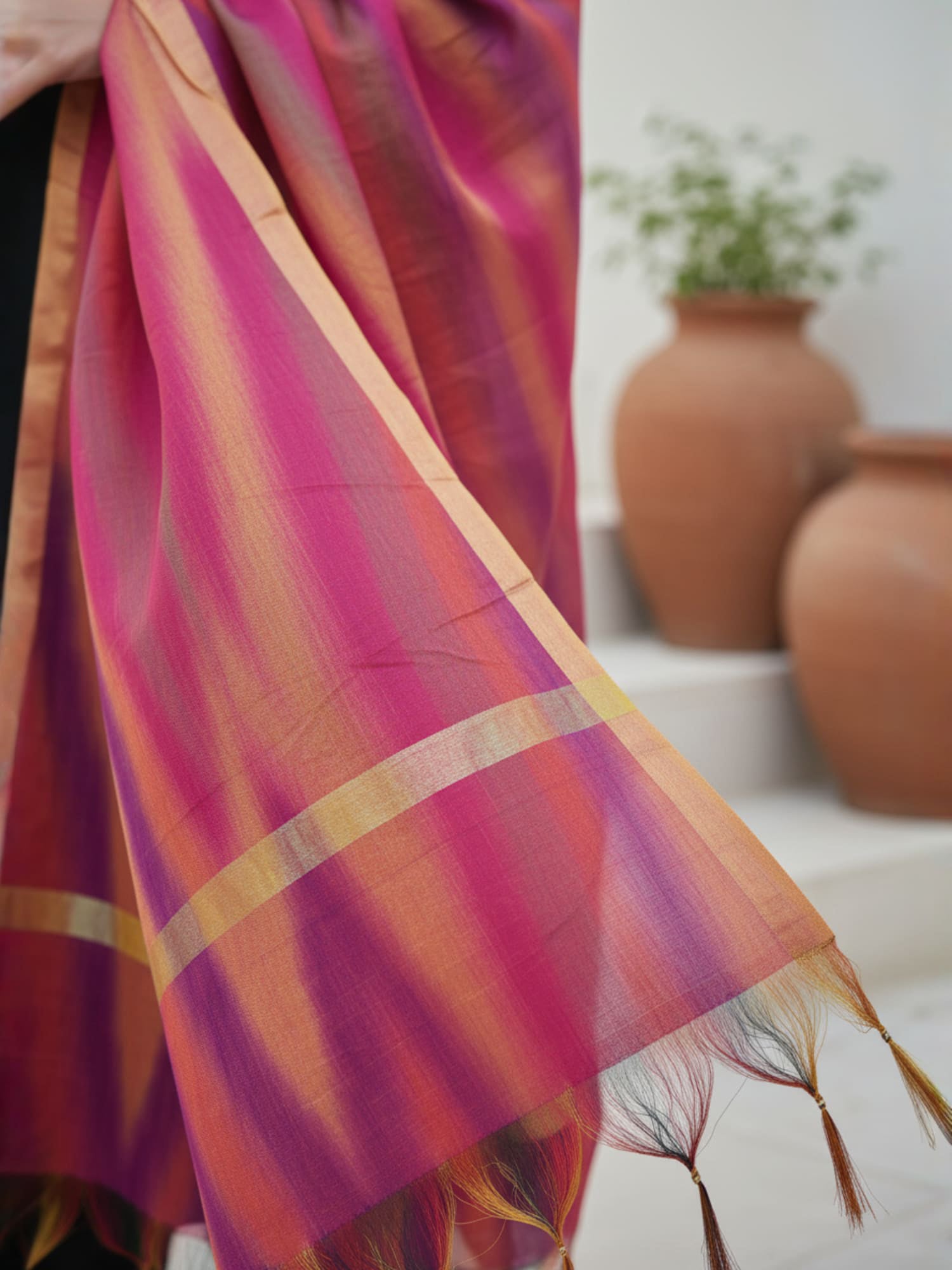 Indo Era Black Solid A-Line Kurta Trousers With Dupatta Set