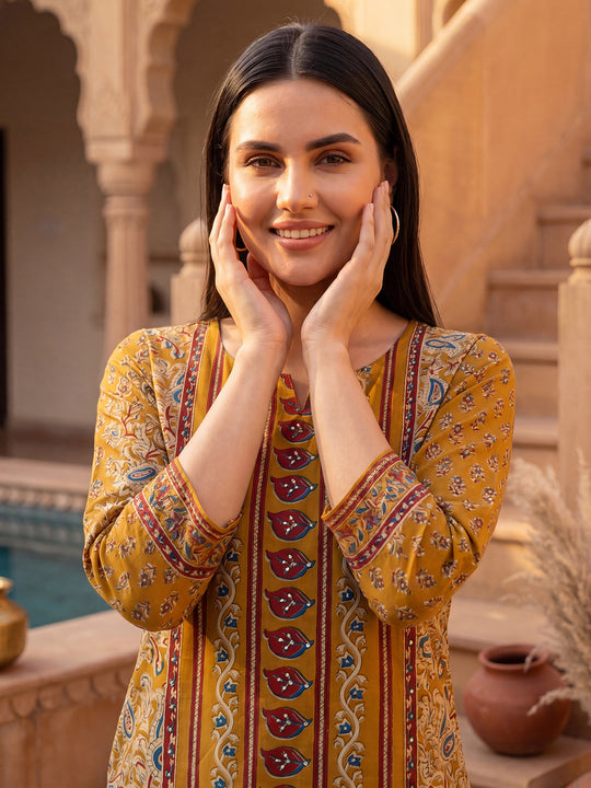 Indo Era Multi Printed Straight Kurta Trousers With Dupatta Set