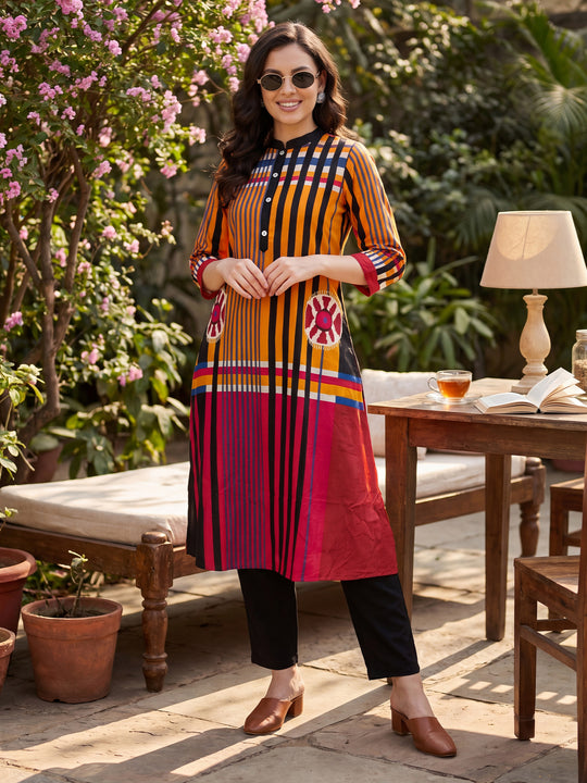 Indo Era Multi Printed A-Line Kurta Trousers Set