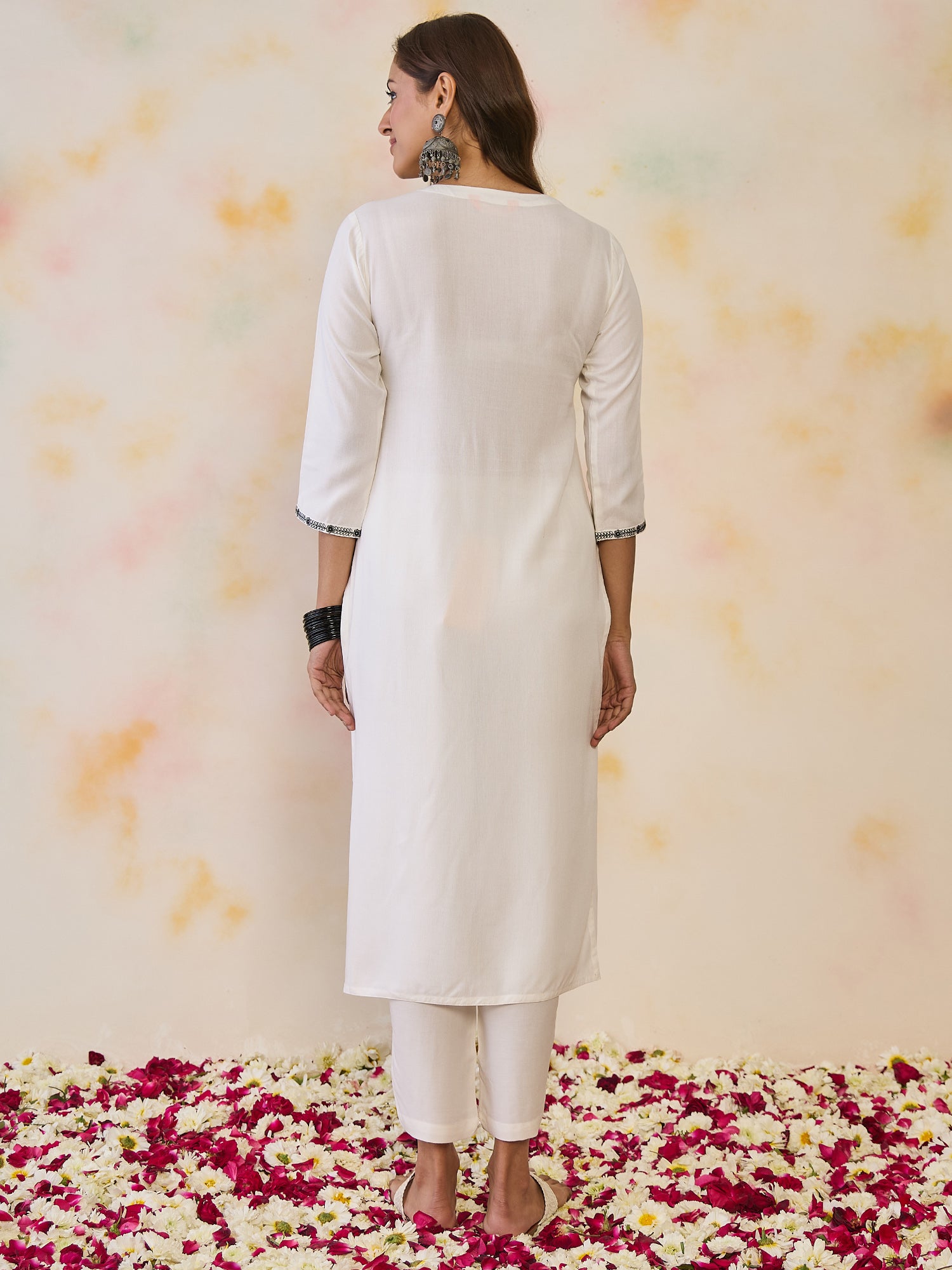 indo era, suit, kurta set for women, indo era kurta, kurta sets for ladies, summer dresses for women, 3 piece suit, cotton kurta set for women, new arrivals, women kurti plazo set, women in suit, kurta suit, floral kurta, short suit, spring summer, White kurta