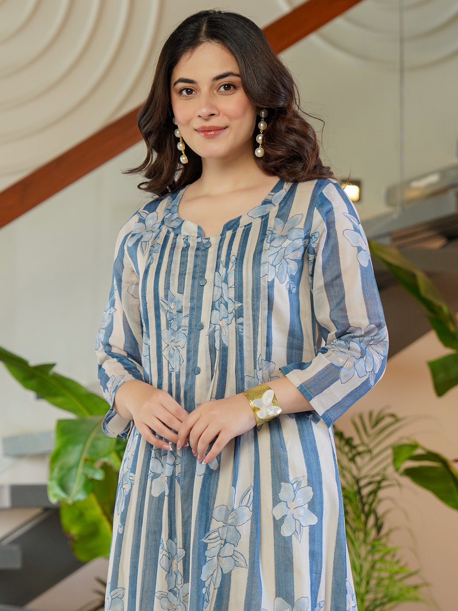 indo era, suit, kurta set for women, indo era kurta, kurta sets for ladies, summer dresses for women, 3 piece suit, cotton kurta set for women, new arrivals, women kurti plazo set, women in suit, kurta suit, floral kurta, short suit, spring summer, Blue suit