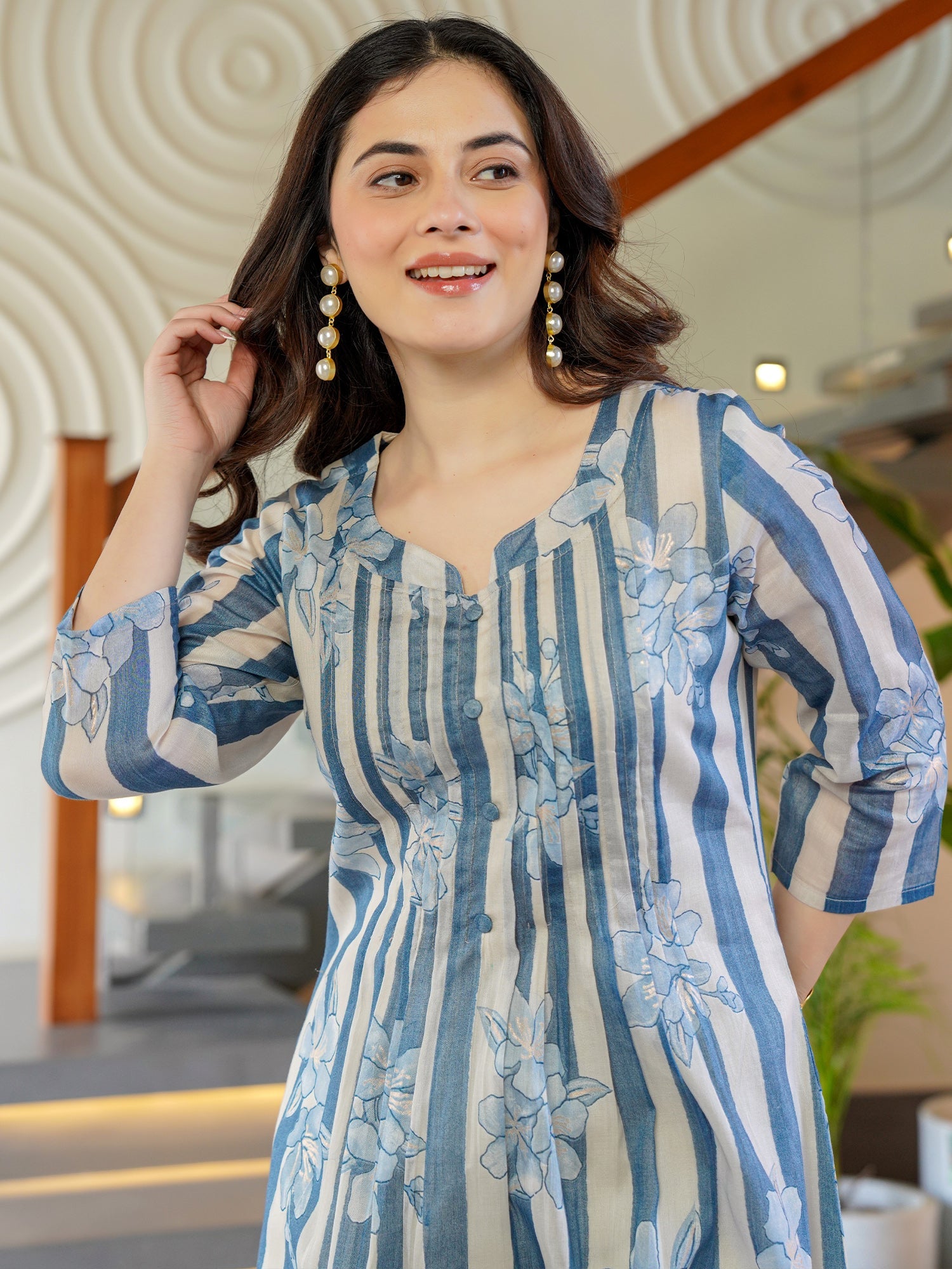 indo era, suit, kurta set for women, indo era kurta, kurta sets for ladies, summer dresses for women, 3 piece suit, cotton kurta set for women, new arrivals, women kurti plazo set, women in suit, kurta suit, floral kurta, short suit, spring summer, Blue suit