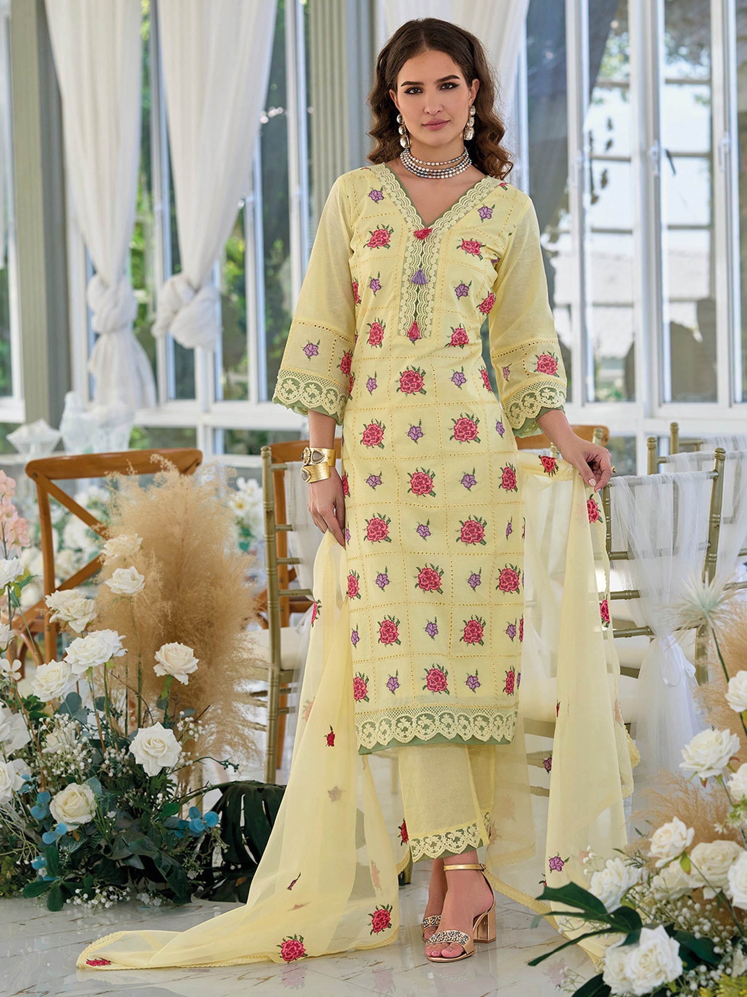 Yellow Kurta Sets  For women,indo era, indoera, kurta set for women, women kurta set, women suit, summer wear for women, festive suit for women, mother's day outfit, dress for mother, mother's day special, heeramandi dress