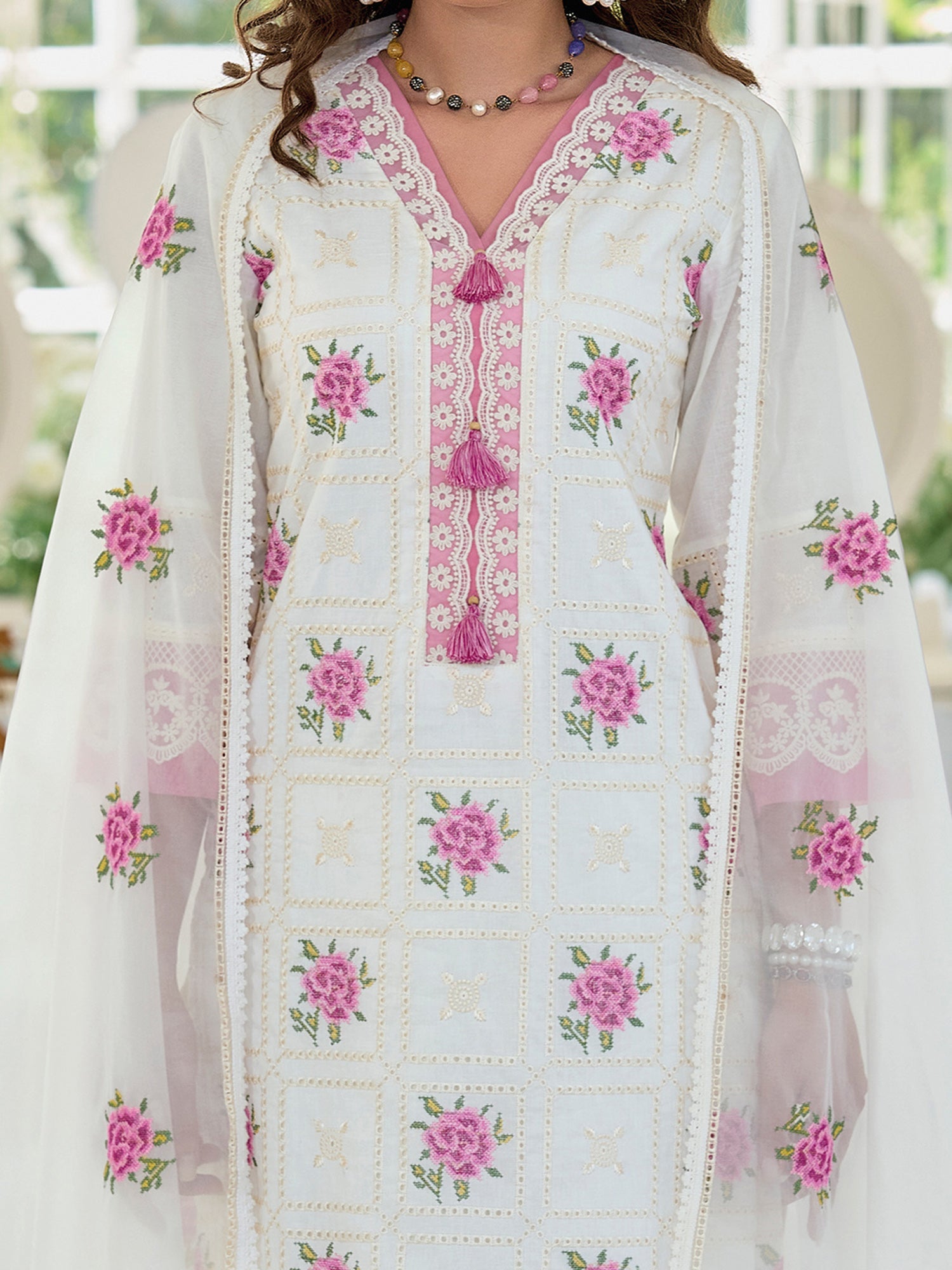 indo era, suit, kurta set for women, indo era kurta, kurta sets for ladies, summer dresses for women, 3 piece suit, cotton kurta set for women, new arrivals, women kurti plazo set, women in suit, kurta suit, floral kurta, short suit, spring summer, Off White suit
