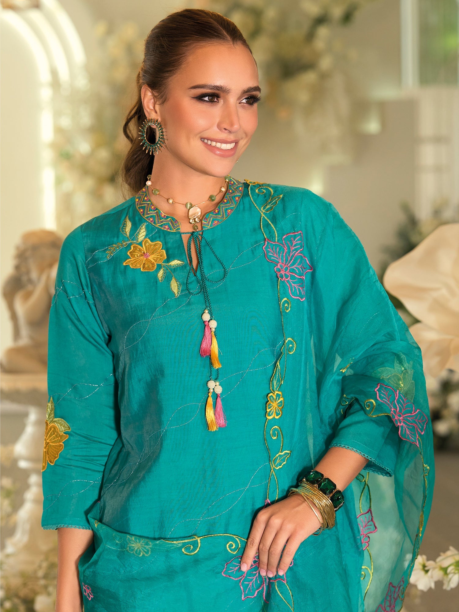 indo era, suit, kurta set for women, indo era kurta, kurta sets for ladies, summer dresses for women, 3 piece suit, cotton kurta set for women, new arrivals, women kurti plazo set, women in suit, kurta suit, floral kurta, short suit, spring summer, Blue suit
