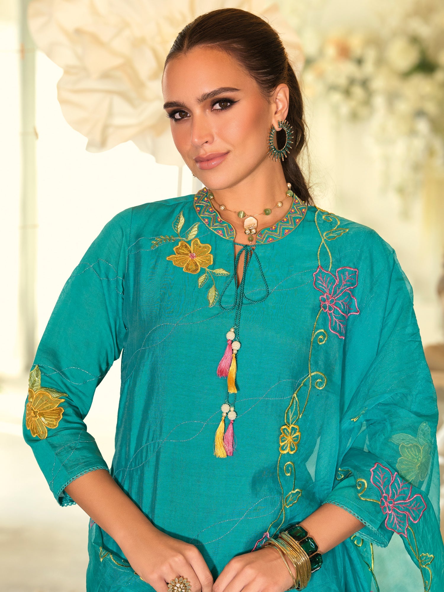 indo era, suit, kurta set for women, indo era kurta, kurta sets for ladies, summer dresses for women, 3 piece suit, cotton kurta set for women, new arrivals, women kurti plazo set, women in suit, kurta suit, floral kurta, short suit, spring summer, Blue suit