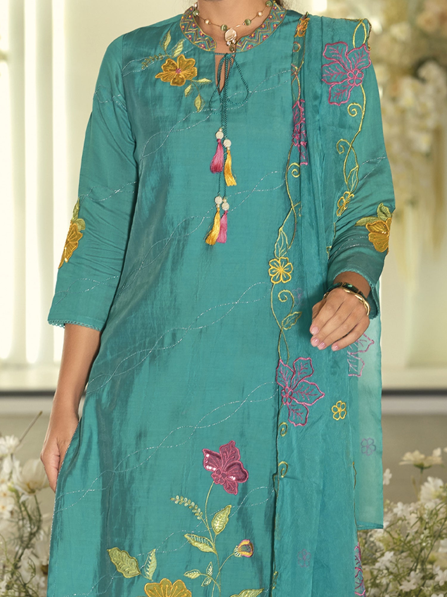 indo era, suit, kurta set for women, indo era kurta, kurta sets for ladies, summer dresses for women, 3 piece suit, cotton kurta set for women, new arrivals, women kurti plazo set, women in suit, kurta suit, floral kurta, short suit, spring summer, Blue suit