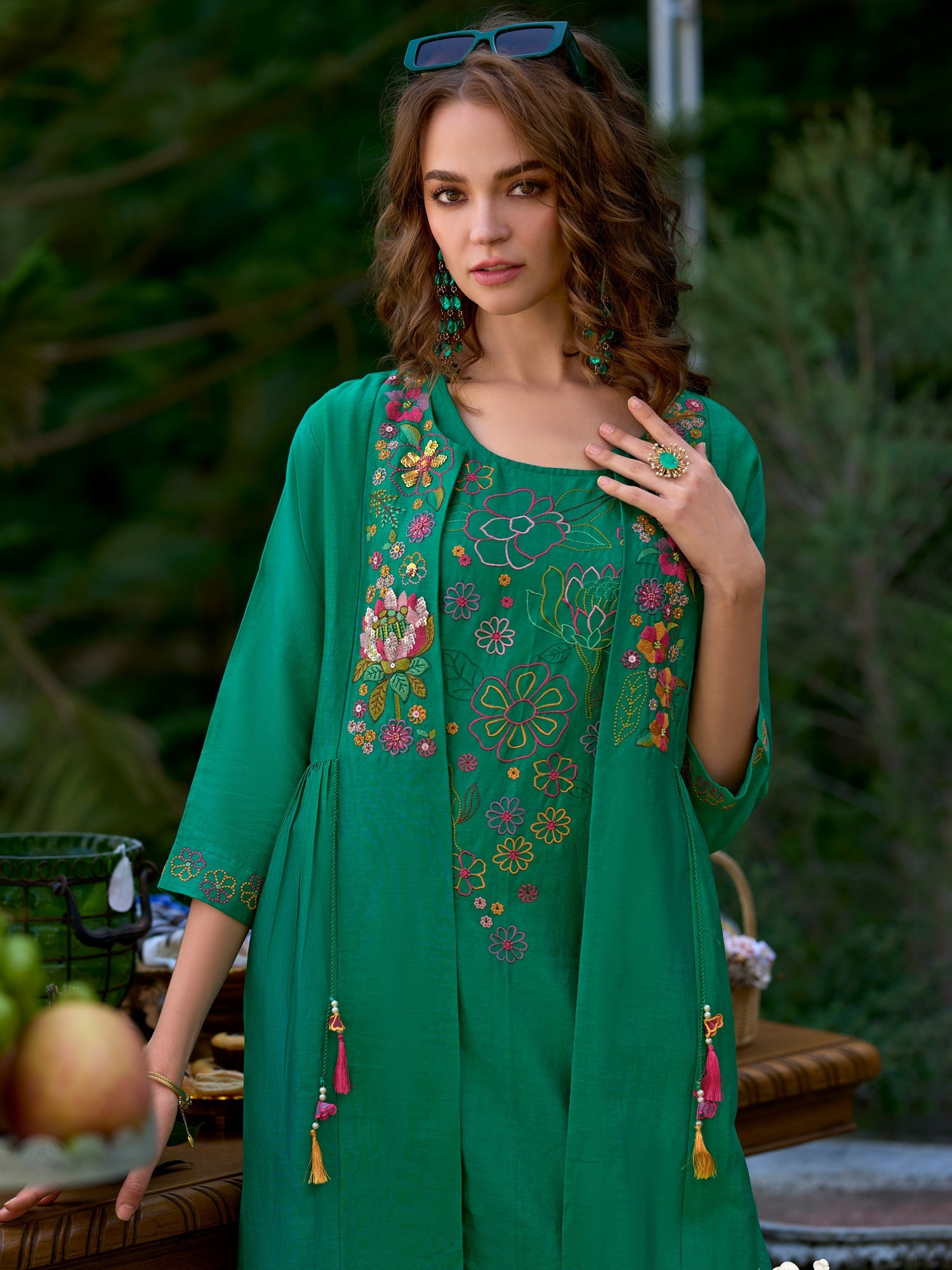 indo era, suit, kurta set for women, indo era kurta, kurta sets for ladies, summer dresses for women, 3 piece suit, cotton kurta set for women, new arrivals, women kurti plazo set, women in suit, kurta suit, floral kurta, short suit, spring summer, Sea Green suit