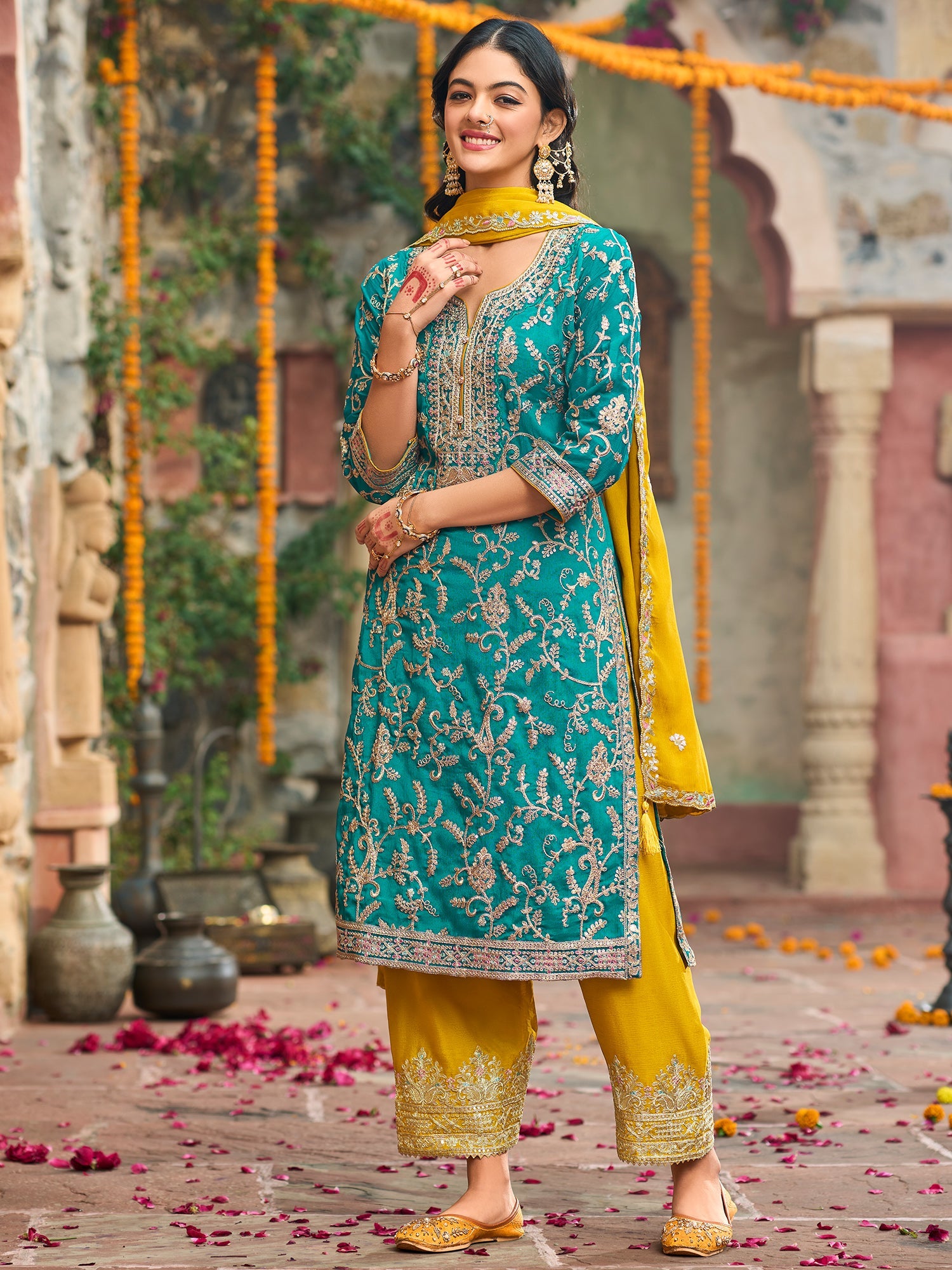 indo era, suit, kurta set for women, indo era kurta, kurta sets for ladies, summer dresses for women, 3 piece suit, cotton kurta set for women, new arrivals, women kurti plazo set, women in suit, kurta suit, floral kurta, short suit, spring summer, Blue suit