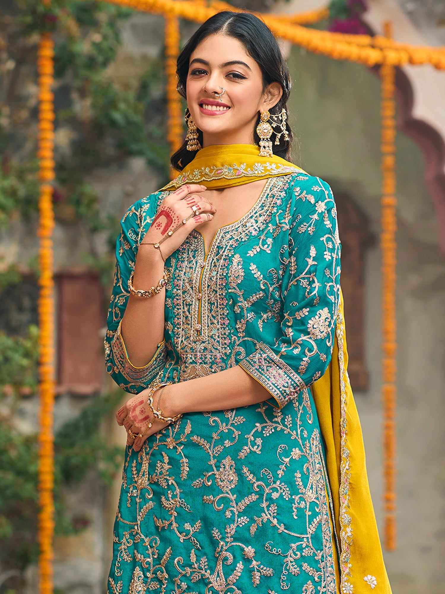 indo era, suit, kurta set for women, indo era kurta, kurta sets for ladies, summer dresses for women, 3 piece suit, cotton kurta set for women, new arrivals, women kurti plazo set, women in suit, kurta suit, floral kurta, short suit, spring summer, Blue suit