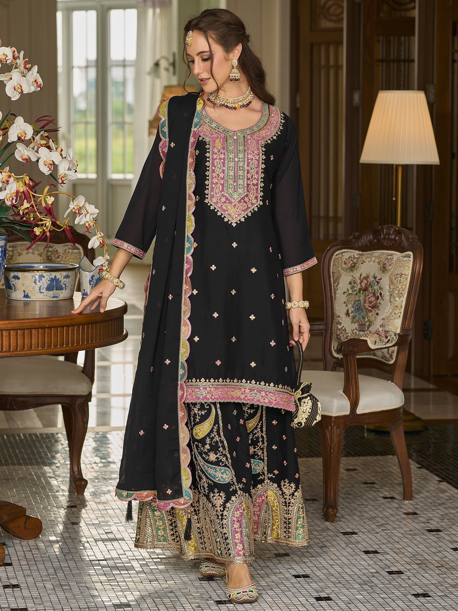 indo era, indo era kurta set, indo era suit, Kurta Set, Kurta set for women, cotton kurta set, indo era kurta set for women, Anarkali Kurta Set, Palazzo Kurta Set, Sleeveless Kurta, Embroidered Kurta, New Arrivals, Work wear, Dress, Best seller, Heeramandi dress, Summer sale, Summer suit, Wedding collection, Special offer, plus size, Spring summer, party wear, Summer Special, Printed Kurta, wedding wear, outfit ideas, Straight Kurta, Cotton Outfit, A line dress, dress for women,Black kurta set