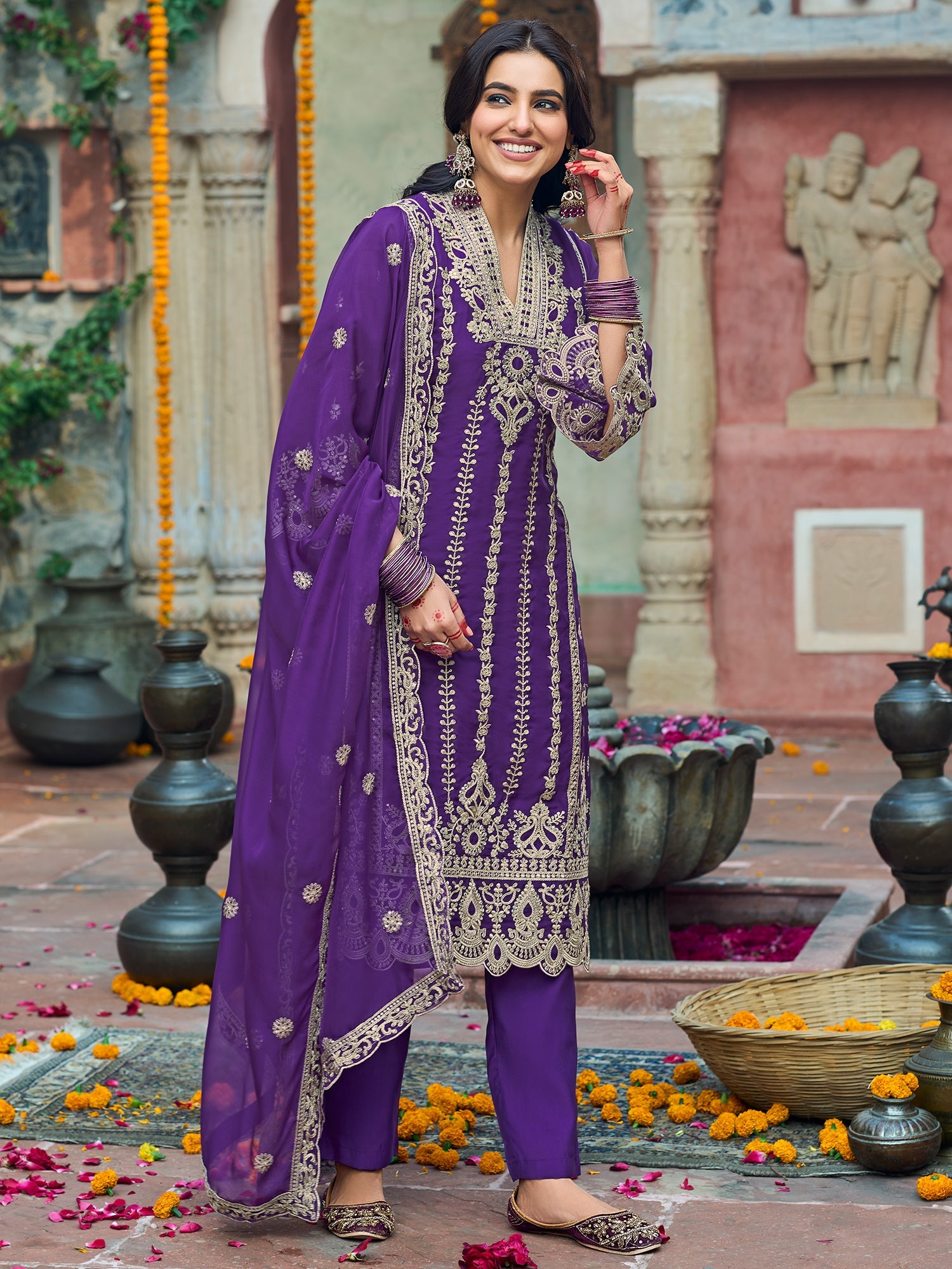 indo era, suit, kurta set for women, indo era kurta, kurta sets for ladies, summer dresses for women, 3 piece suit, cotton kurta set for women, new arrivals, women kurti plazo set, women in suit, kurta suit, floral kurta, short suit, spring summer, Purple suit