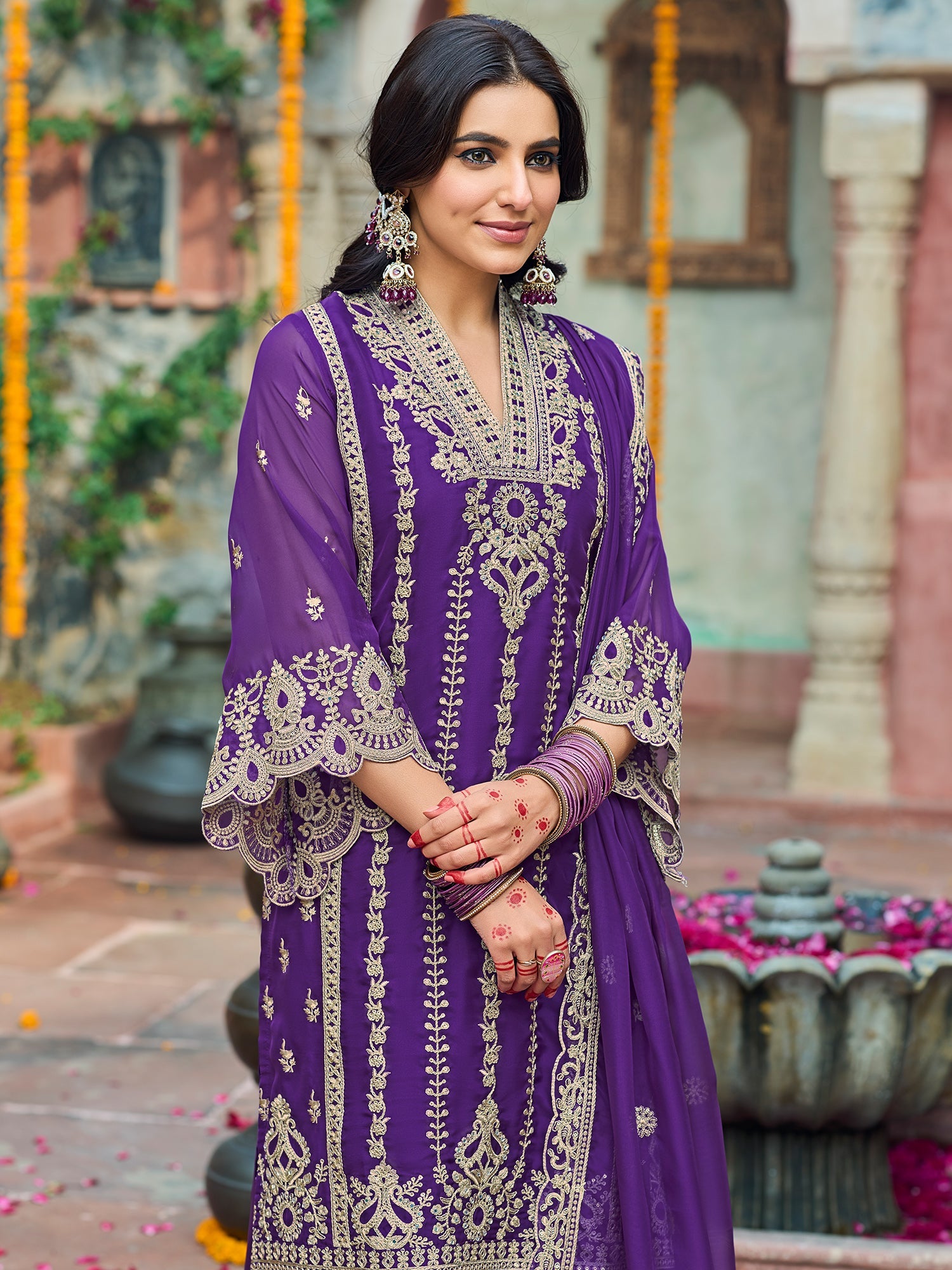 indo era, suit, kurta set for women, indo era kurta, kurta sets for ladies, summer dresses for women, 3 piece suit, cotton kurta set for women, new arrivals, women kurti plazo set, women in suit, kurta suit, floral kurta, short suit, spring summer, Purple suit