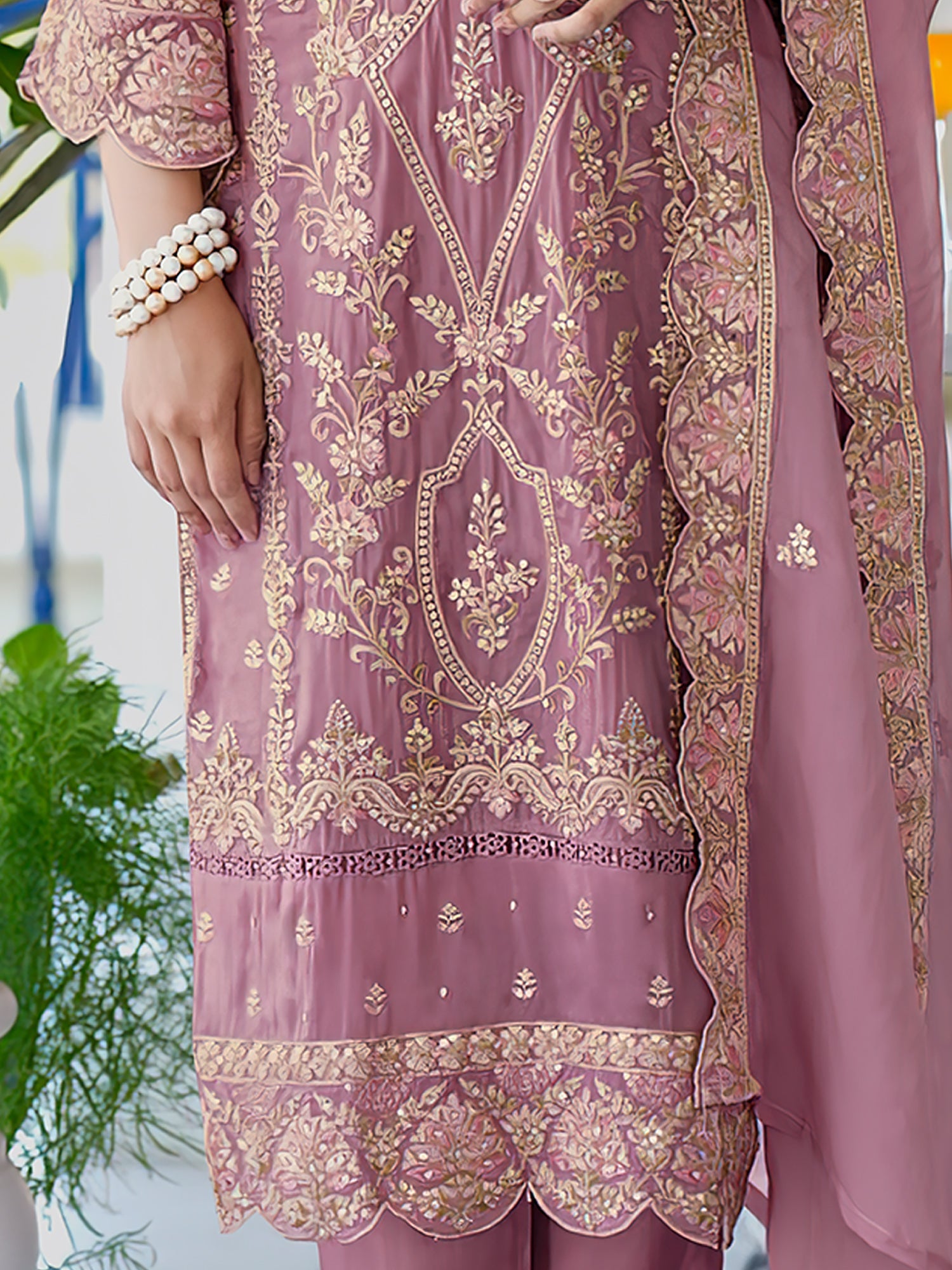 indo era, suit, kurta set for women, indo era kurta, kurta sets for ladies, summer dresses for women, 3 piece suit, cotton kurta set for women, new arrivals, women kurti plazo set, women in suit, kurta suit, floral kurta, short suit, spring summer, Mauve suit