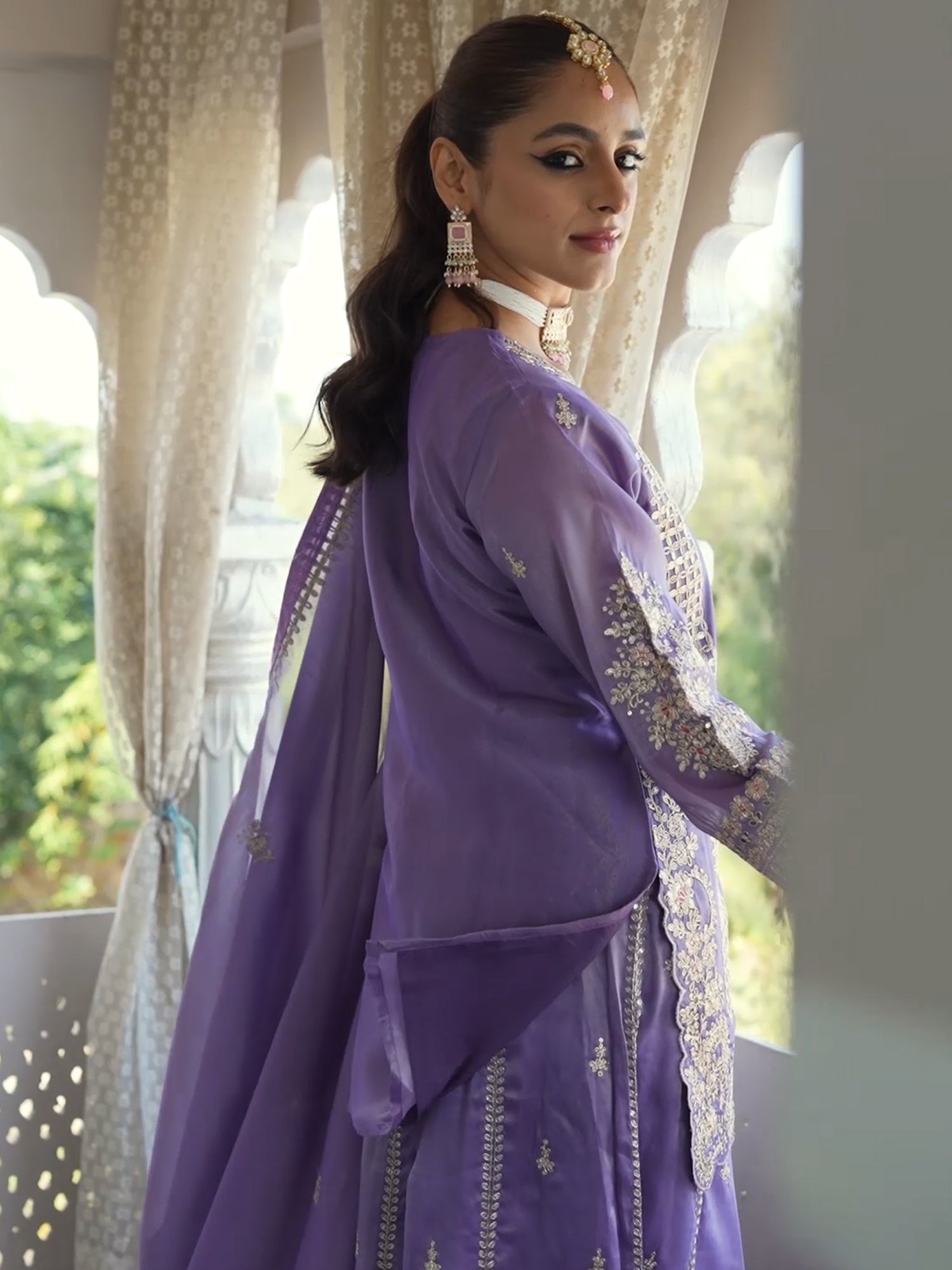 indo era, suit, kurta set for women, indo era kurta, kurta sets for ladies, summer dresses for women, 3 piece suit, cotton kurta set for women, new arrivals, women kurti plazo set, women in suit, kurta suit, floral kurta, short suit, spring summer, Lavender suit