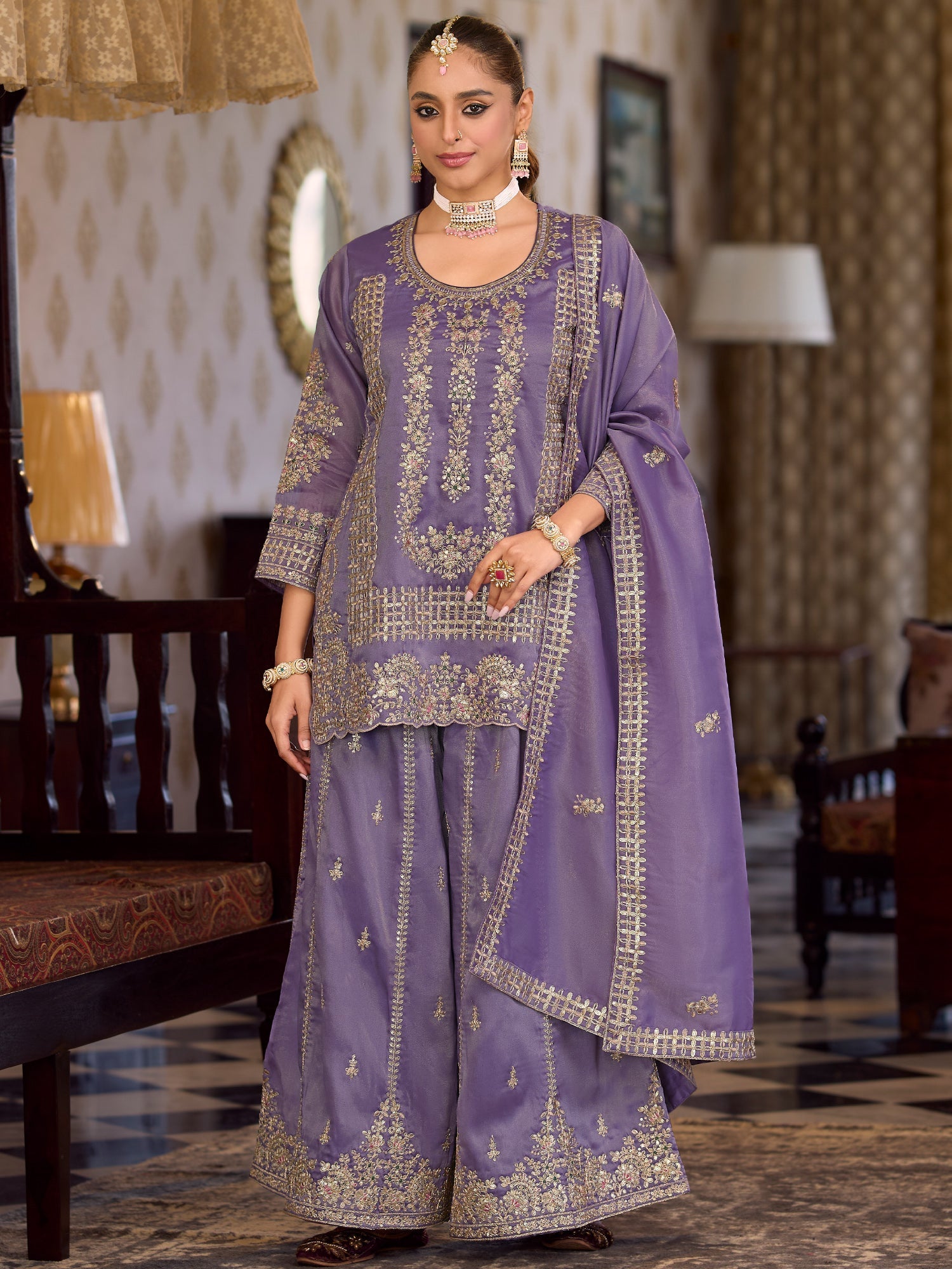 indo era, suit, kurta set for women, indo era kurta, kurta sets for ladies, summer dresses for women, 3 piece suit, cotton kurta set for women, new arrivals, women kurti plazo set, women in suit, kurta suit, floral kurta, short suit, spring summer, Lavender suit