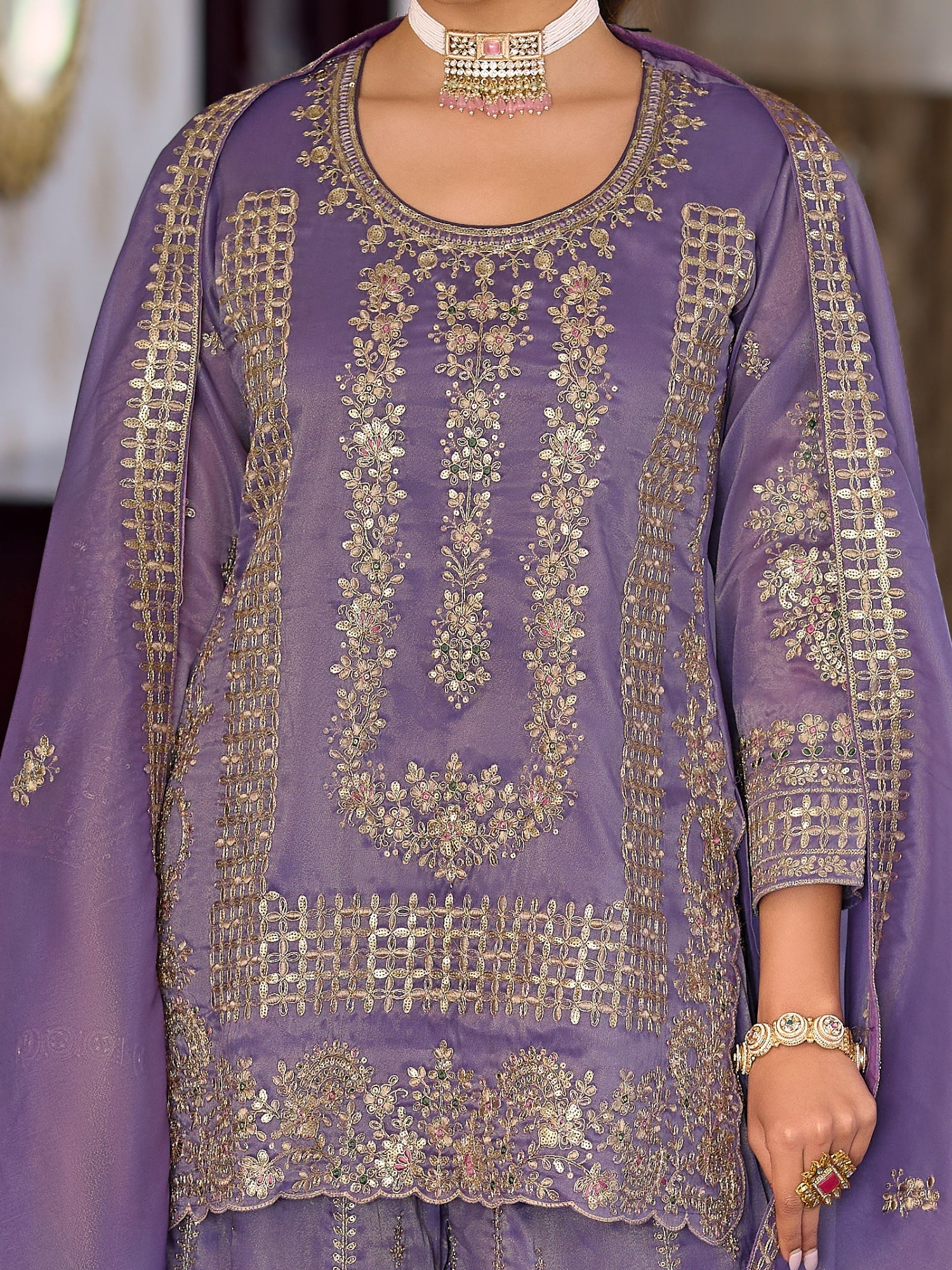 indo era, suit, kurta set for women, indo era kurta, kurta sets for ladies, summer dresses for women, 3 piece suit, cotton kurta set for women, new arrivals, women kurti plazo set, women in suit, kurta suit, floral kurta, short suit, spring summer, Lavender suit