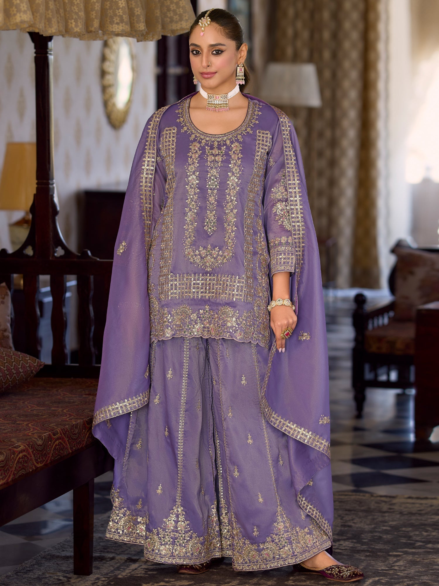 indo era, suit, kurta set for women, indo era kurta, kurta sets for ladies, summer dresses for women, 3 piece suit, cotton kurta set for women, new arrivals, women kurti plazo set, women in suit, kurta suit, floral kurta, short suit, spring summer, Lavender suit