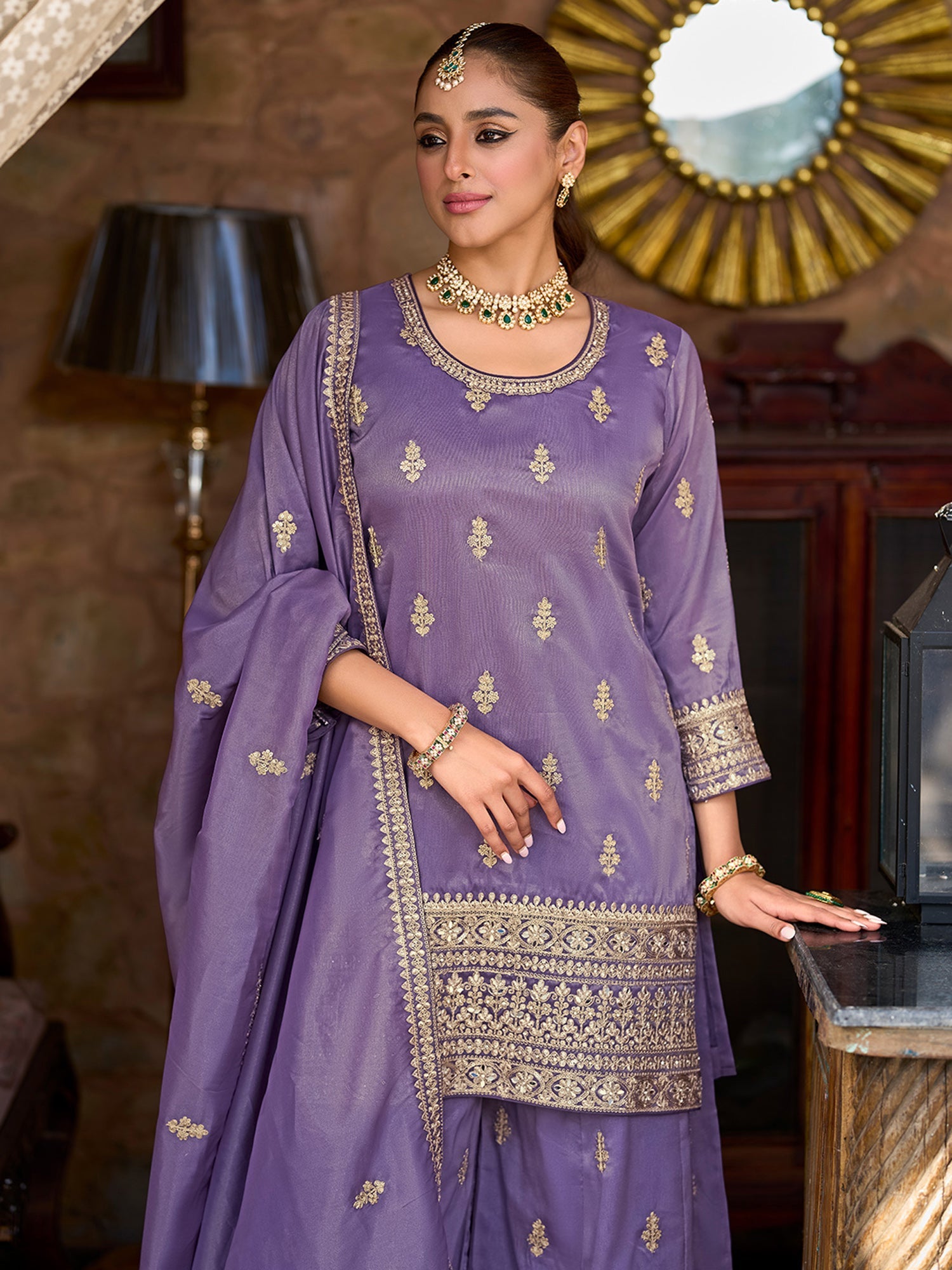 indo era, suit, kurta set for women, indo era kurta, kurta sets for ladies, summer dresses for women, 3 piece suit, cotton kurta set for women, new arrivals, women kurti plazo set, women in suit, kurta suit, floral kurta, short suit, spring summer, Lavender suit