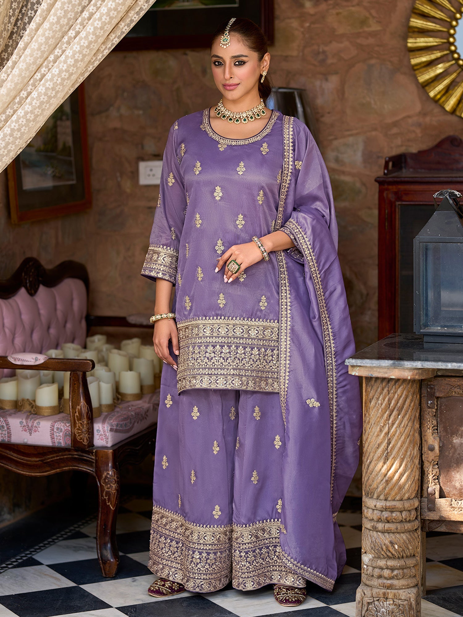 indo era, suit, kurta set for women, indo era kurta, kurta sets for ladies, summer dresses for women, 3 piece suit, cotton kurta set for women, new arrivals, women kurti plazo set, women in suit, kurta suit, floral kurta, short suit, spring summer, Lavender suit