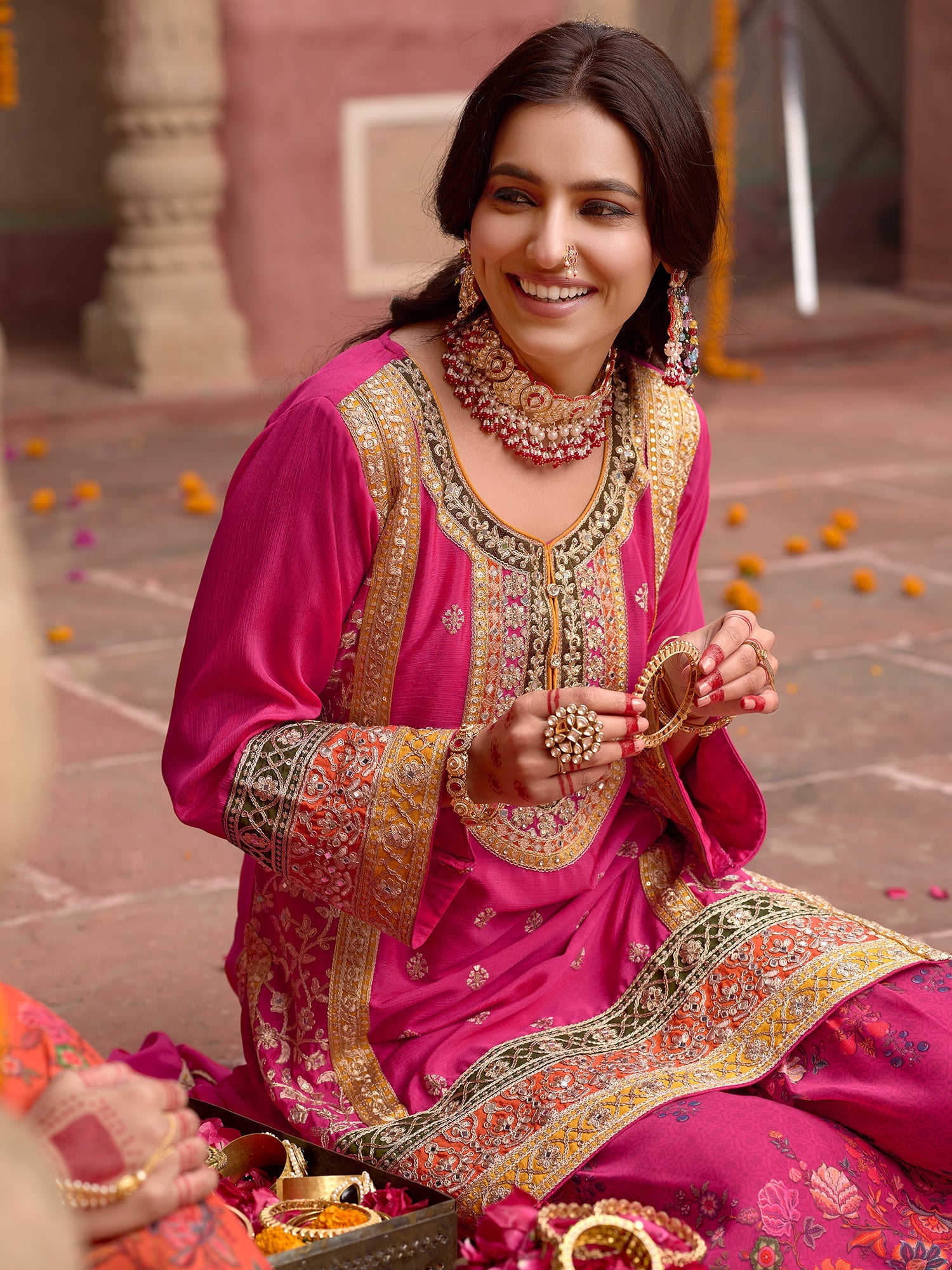 indo era, suit, kurta set for women, indo era kurta, kurta sets for ladies, summer dresses for women, 3 piece suit, cotton kurta set for women, new arrivals, women kurti plazo set, women in suit, kurta suit, floral kurta, short suit, spring summer, Pink suit