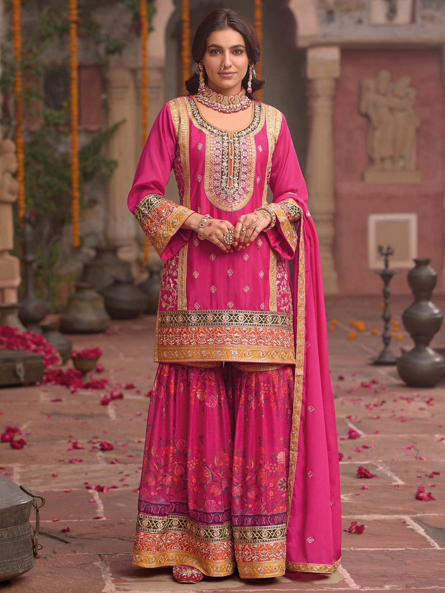 indo era, suit, kurta set for women, indo era kurta, kurta sets for ladies, summer dresses for women, 3 piece suit, cotton kurta set for women, new arrivals, women kurti plazo set, women in suit, kurta suit, floral kurta, short suit, spring summer, Pink suit