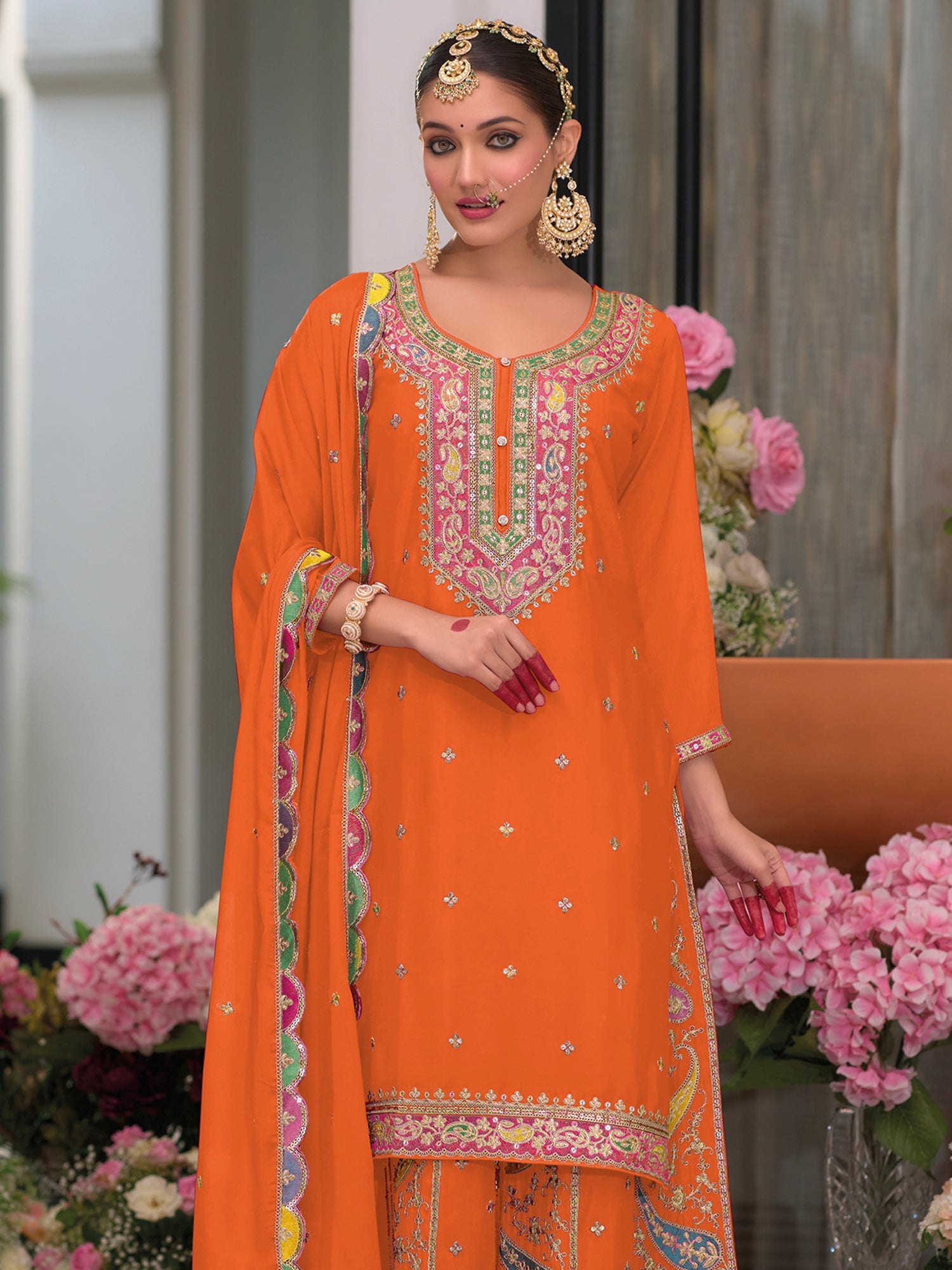 indo era, indo era kurta set, indo era suit, Kurta Set, Kurta set for women, cotton kurta set, indo era kurta set for women, Anarkali Kurta Set, Palazzo Kurta Set, Sleeveless Kurta, Embroidered Kurta, New Arrivals, Work wear, Dress, Best seller, Heeramandi dress, Summer sale, Summer suit, Wedding collection, Special offer, plus size, Spring summer, party wear, Summer Special, Printed Kurta, wedding wear, outfit ideas, Straight Kurta, Cotton Outfit, A line dress, dress for women,Orange kurta set