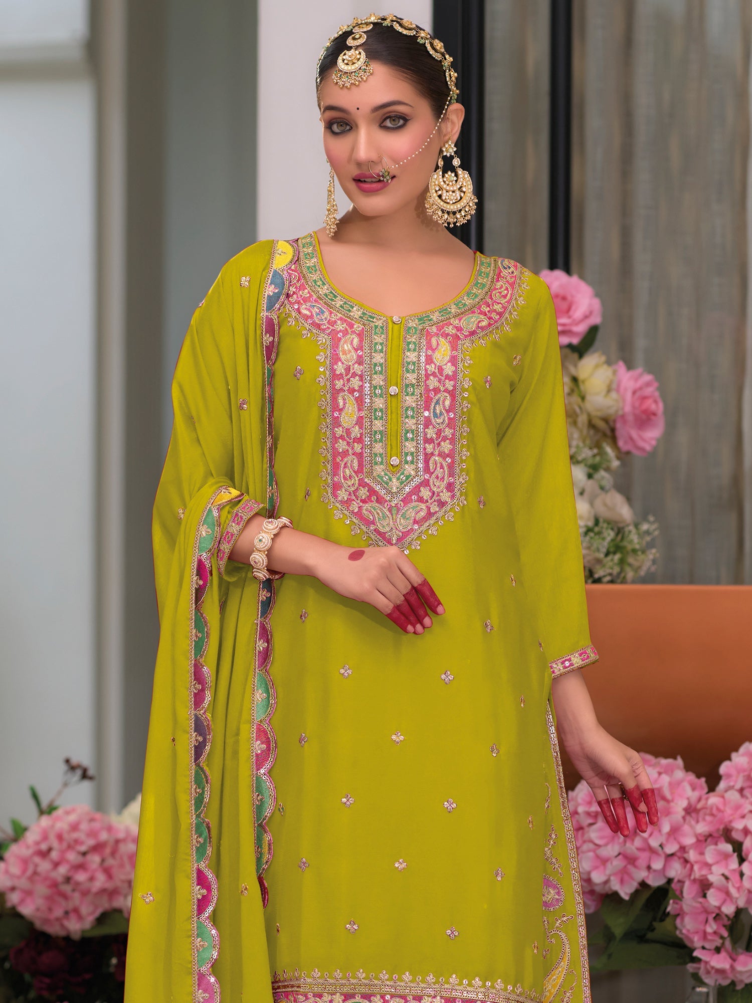 indo era, suit, kurta set for women, indo era kurta, kurta sets for ladies, summer dresses for women, 3 piece suit, cotton kurta set for women, new arrivals, women kurti plazo set, women in suit, kurta suit, floral kurta, short suit, spring summer, Green suit