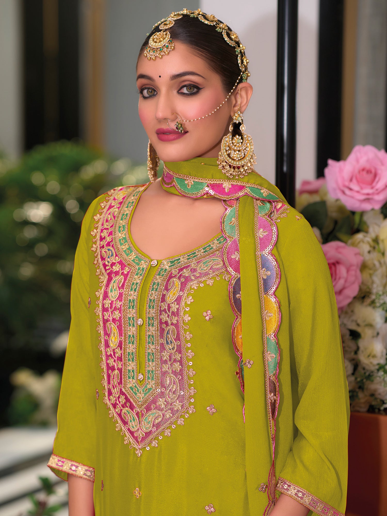indo era, suit, kurta set for women, indo era kurta, kurta sets for ladies, summer dresses for women, 3 piece suit, cotton kurta set for women, new arrivals, women kurti plazo set, women in suit, kurta suit, floral kurta, short suit, spring summer, Green suit