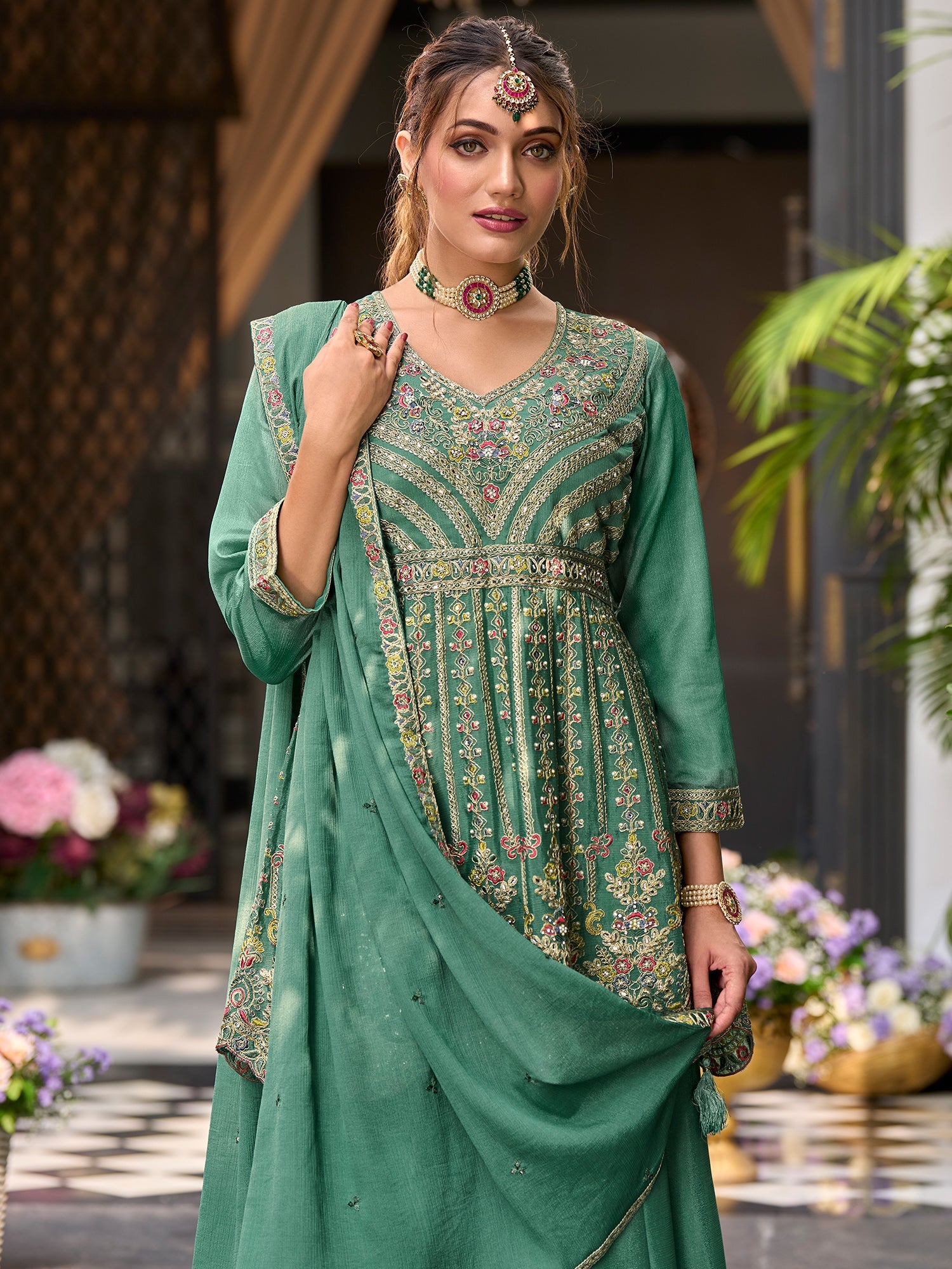 indo era, suit, kurta set for women, indo era kurta, kurta sets for ladies, summer dresses for women, 3 piece suit, cotton kurta set for women, new arrivals, women kurti plazo set, women in suit, kurta suit, floral kurta, short suit, spring summer, Teal suit