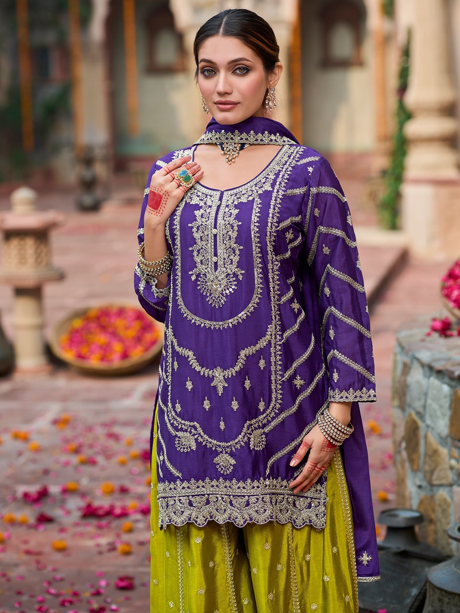 indo era, suit, kurta set for women, indo era kurta, kurta sets for ladies, summer dresses for women, 3 piece suit, cotton kurta set for women, new arrivals, women kurti plazo set, women in suit, kurta suit, floral kurta, short suit, spring summer, Purple suit