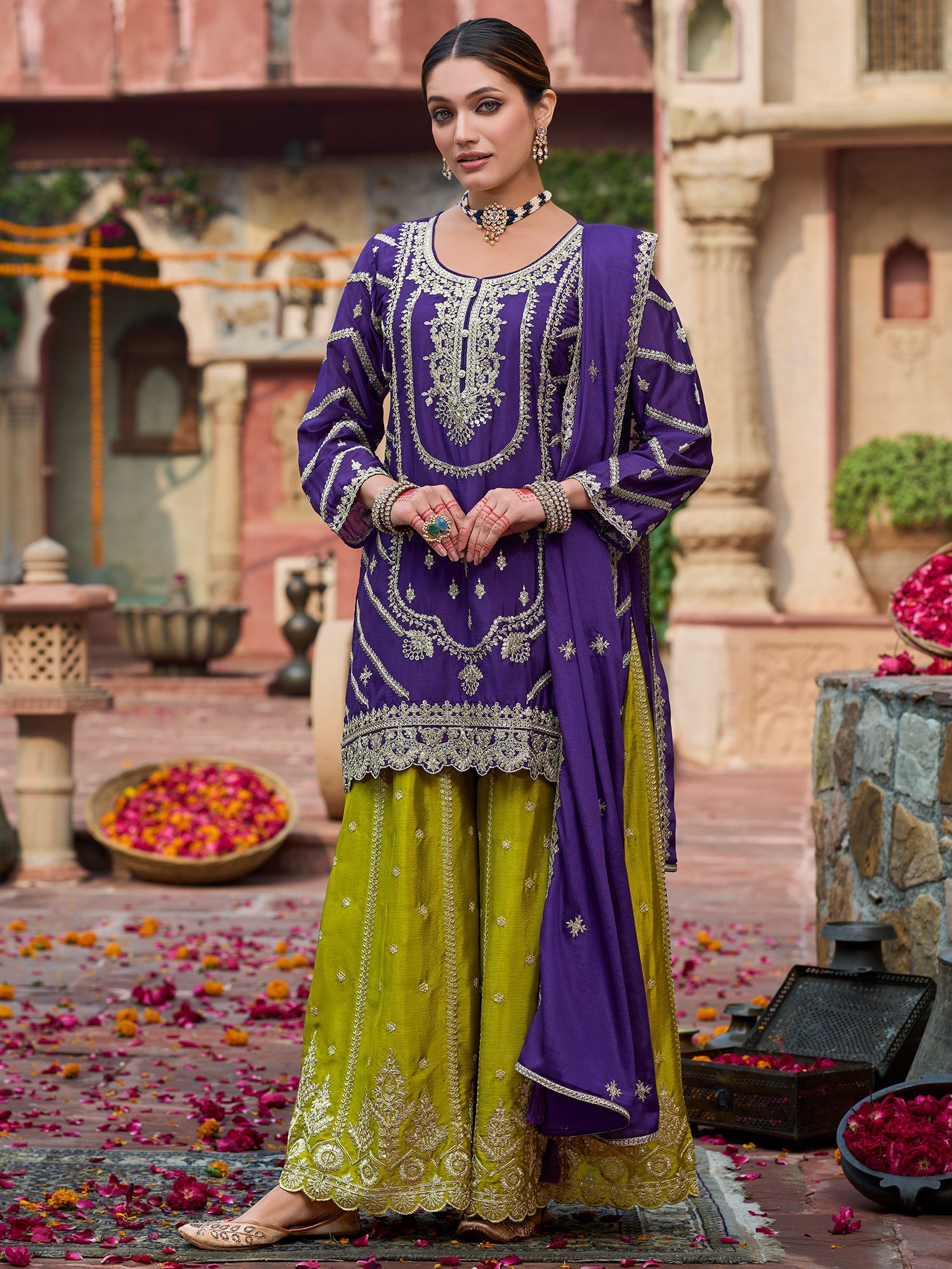indo era, suit, kurta set for women, indo era kurta, kurta sets for ladies, summer dresses for women, 3 piece suit, cotton kurta set for women, new arrivals, women kurti plazo set, women in suit, kurta suit, floral kurta, short suit, spring summer, Purple suit