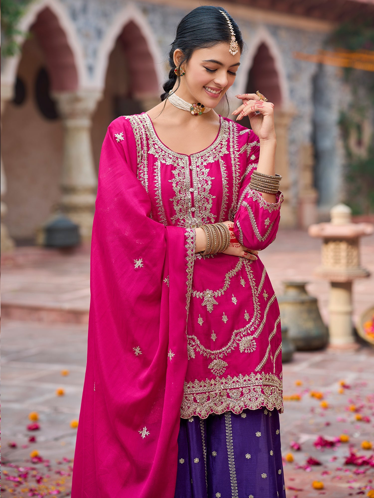 indo era, suit, kurta set for women, indo era kurta, kurta sets for ladies, summer dresses for women, 3 piece suit, cotton kurta set for women, new arrivals, women kurti plazo set, women in suit, kurta suit, floral kurta, short suit, spring summer, Pink suit