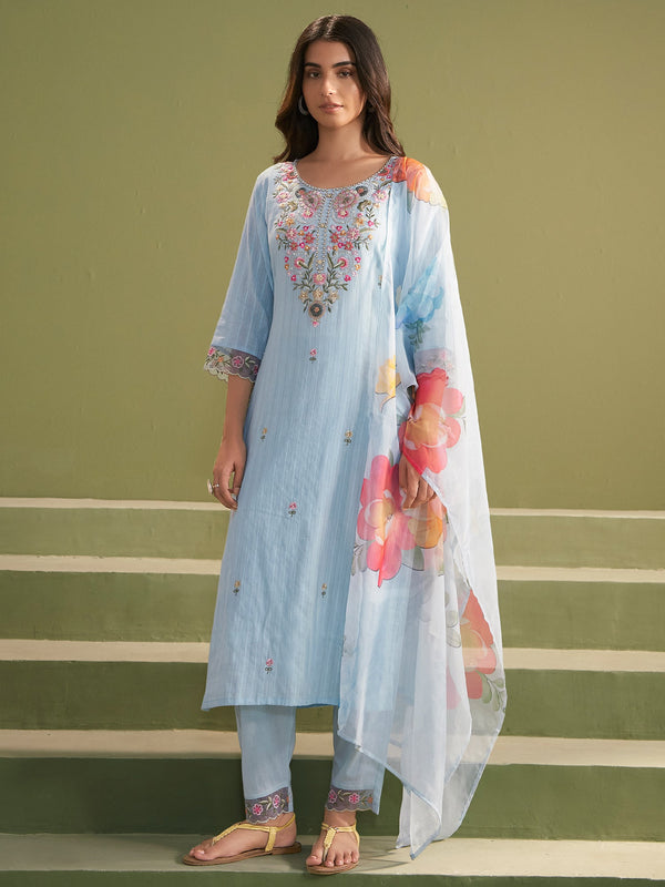 Blue Kurta Set With Dupatta For Women Fit With Every Occasion & Everyday Wear, At Affordable Price with Great Discounts, Easy Return & Exchange.