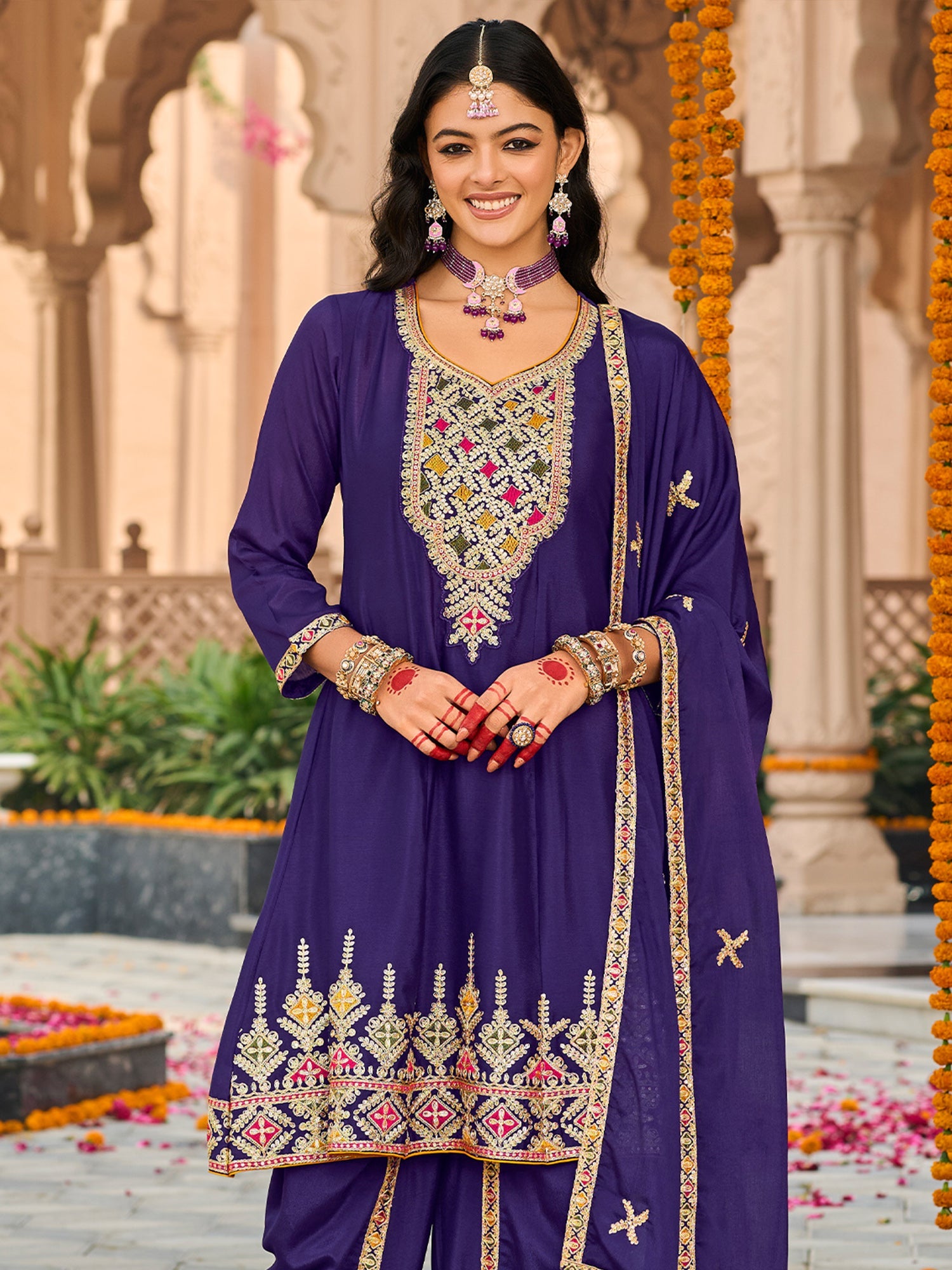 indo era, suit, kurta set for women, indo era kurta, kurta sets for ladies, summer dresses for women, 3 piece suit, cotton kurta set for women, new arrivals, women kurti plazo set, women in suit, kurta suit, floral kurta, short suit, spring summer, Purple suit