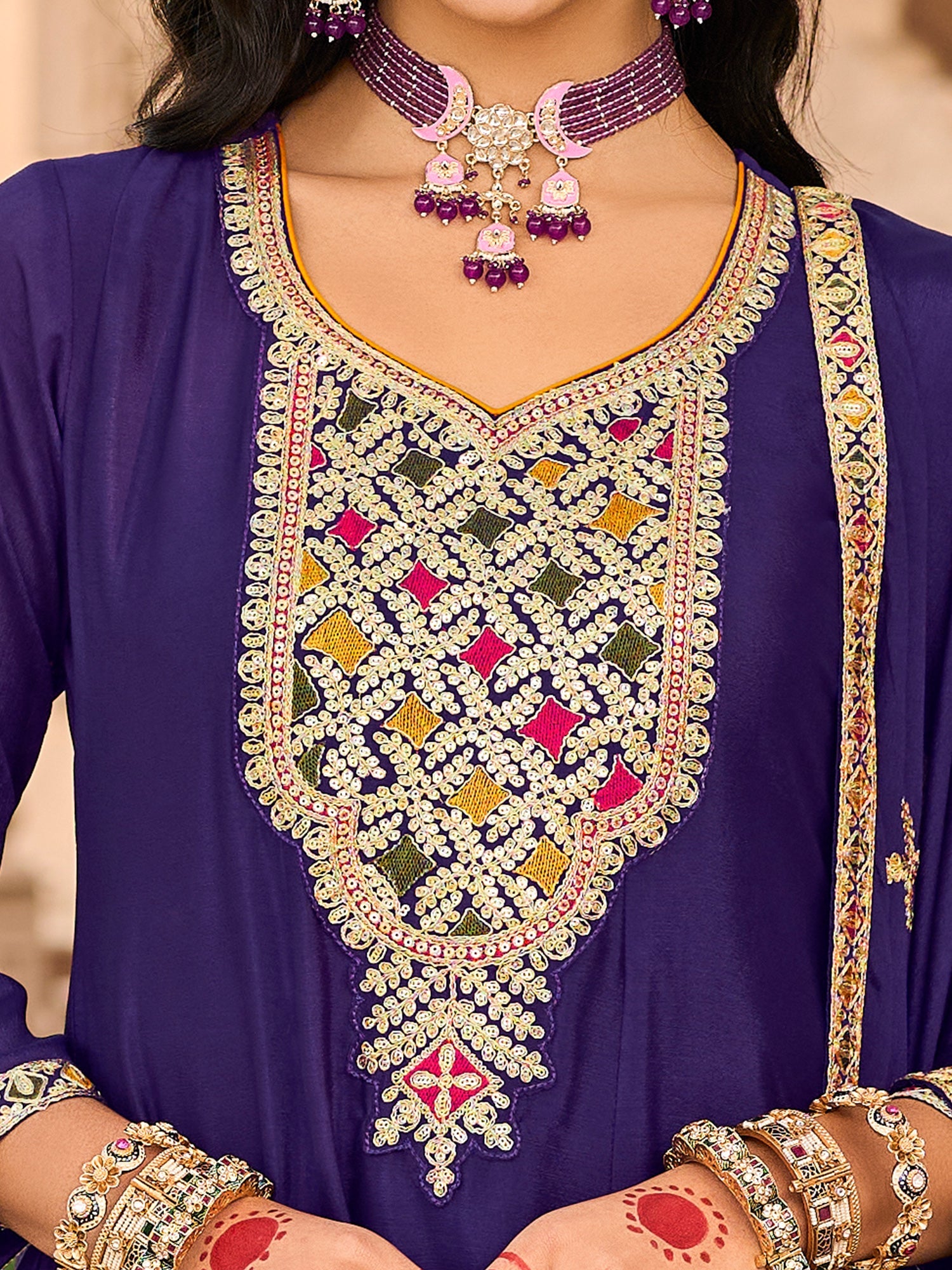 indo era, suit, kurta set for women, indo era kurta, kurta sets for ladies, summer dresses for women, 3 piece suit, cotton kurta set for women, new arrivals, women kurti plazo set, women in suit, kurta suit, floral kurta, short suit, spring summer, Purple suit