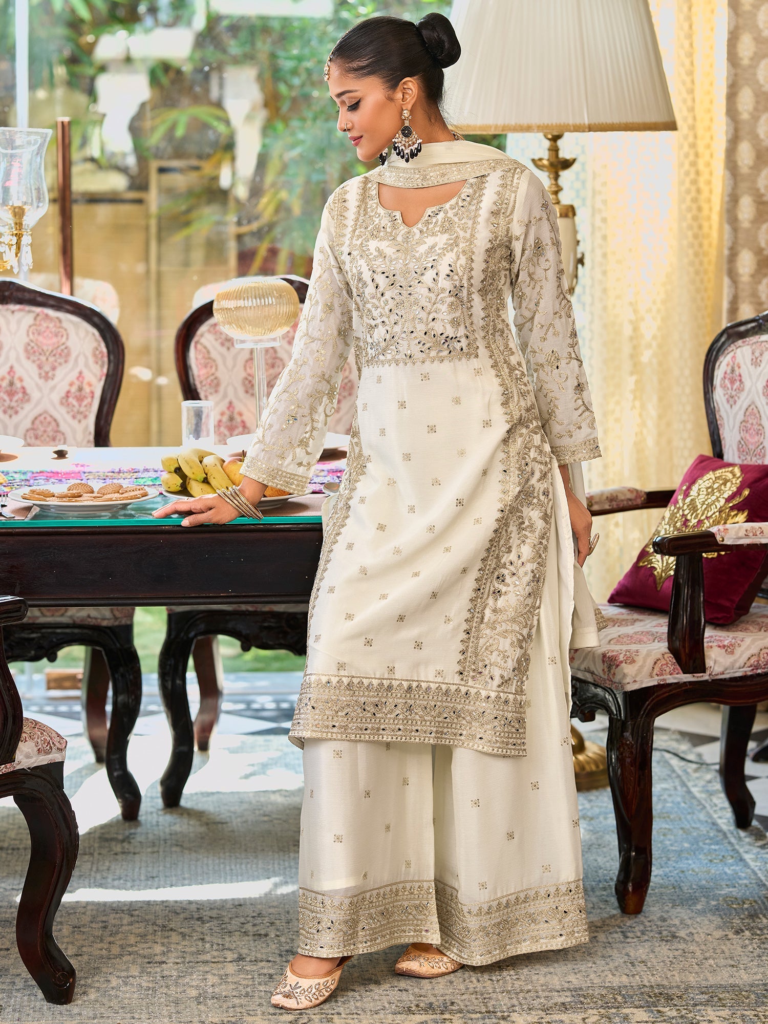 indo era, suit, kurta set for women, indo era kurta, kurta sets for ladies, summer dresses for women, 3 piece suit, cotton kurta set for women, new arrivals, women kurti plazo set, women in suit, kurta suit, floral kurta, short suit, spring summer, White suit