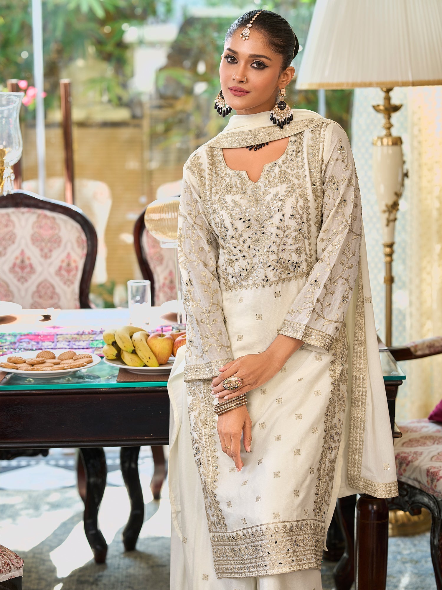 indo era, suit, kurta set for women, indo era kurta, kurta sets for ladies, summer dresses for women, 3 piece suit, cotton kurta set for women, new arrivals, women kurti plazo set, women in suit, kurta suit, floral kurta, short suit, spring summer, White suit