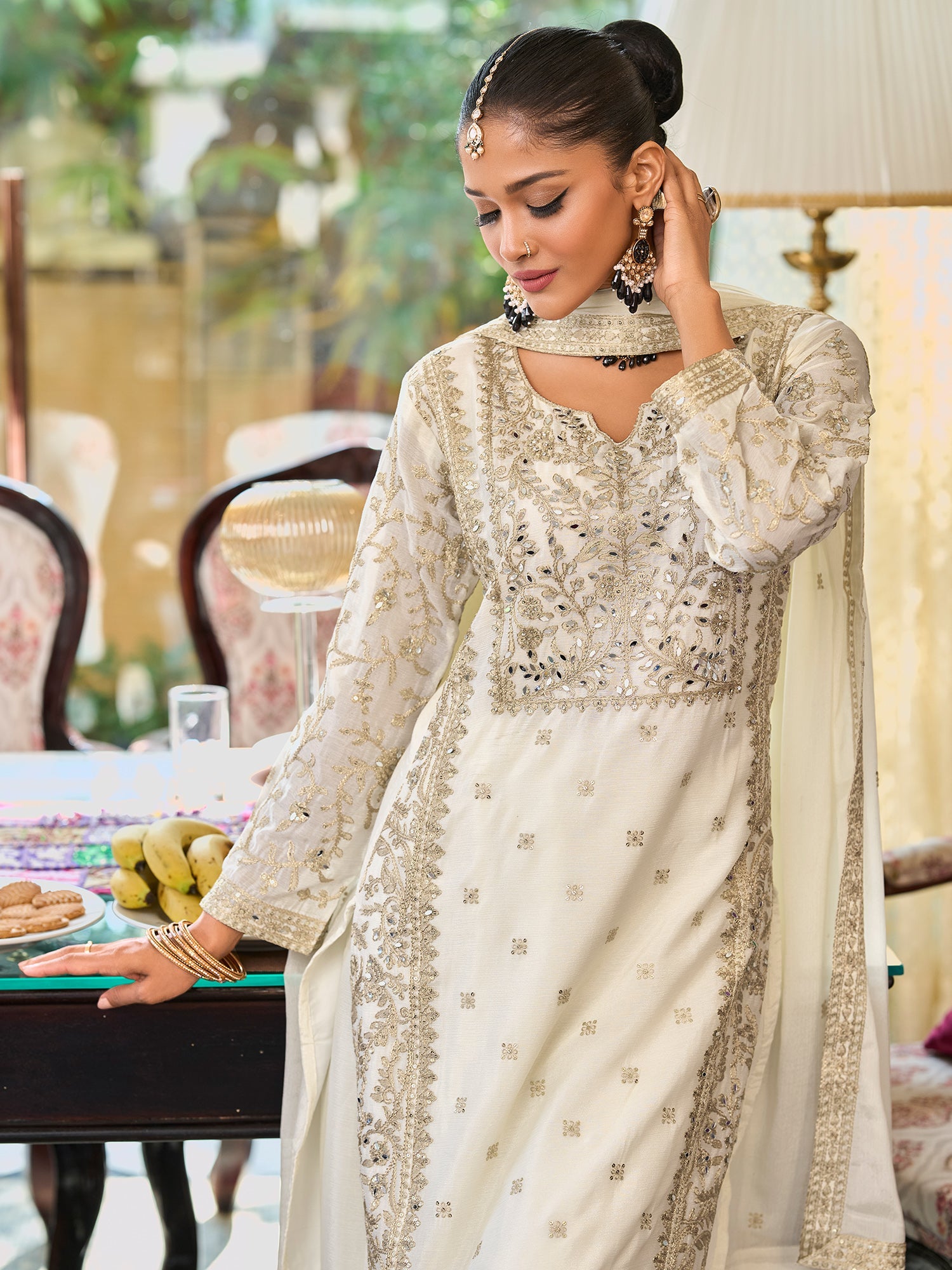 indo era, suit, kurta set for women, indo era kurta, kurta sets for ladies, summer dresses for women, 3 piece suit, cotton kurta set for women, new arrivals, women kurti plazo set, women in suit, kurta suit, floral kurta, short suit, spring summer, White suit