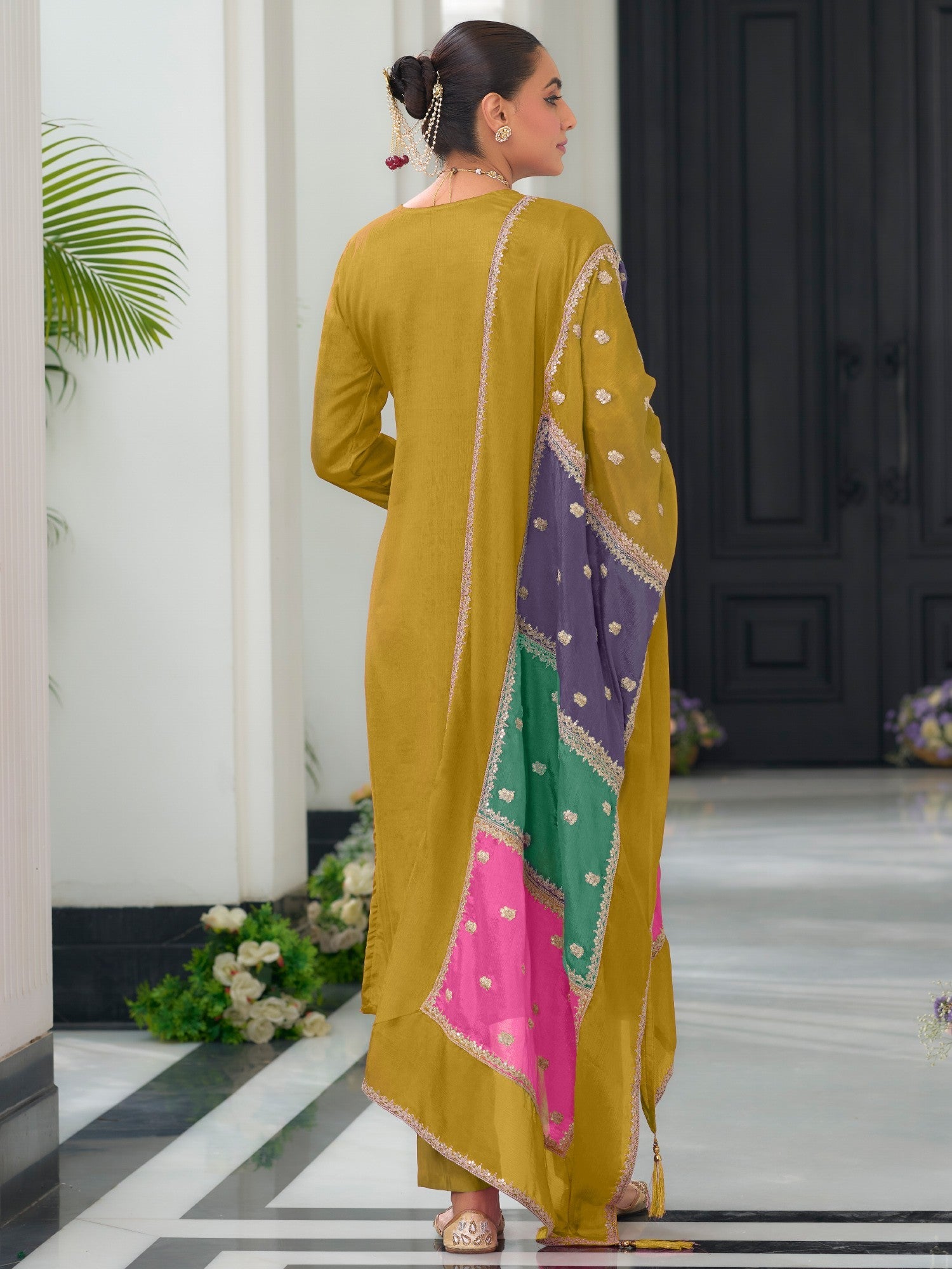 indo era, suit, kurta set for women, indo era kurta, kurta sets for ladies, summer dresses for women, 3 piece suit, cotton kurta set for women, new arrivals, women kurti plazo set, women in suit, kurta suit, floral kurta, short suit, spring summer, Mustard suit