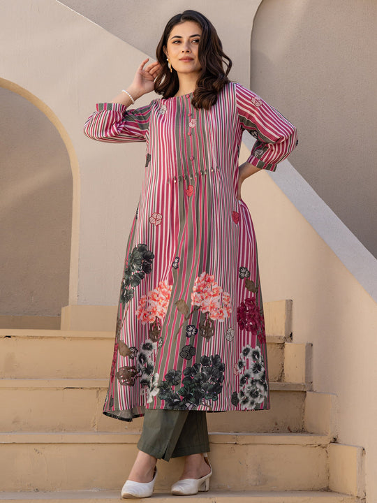 Multi Printed A Line Kurta Trouser set