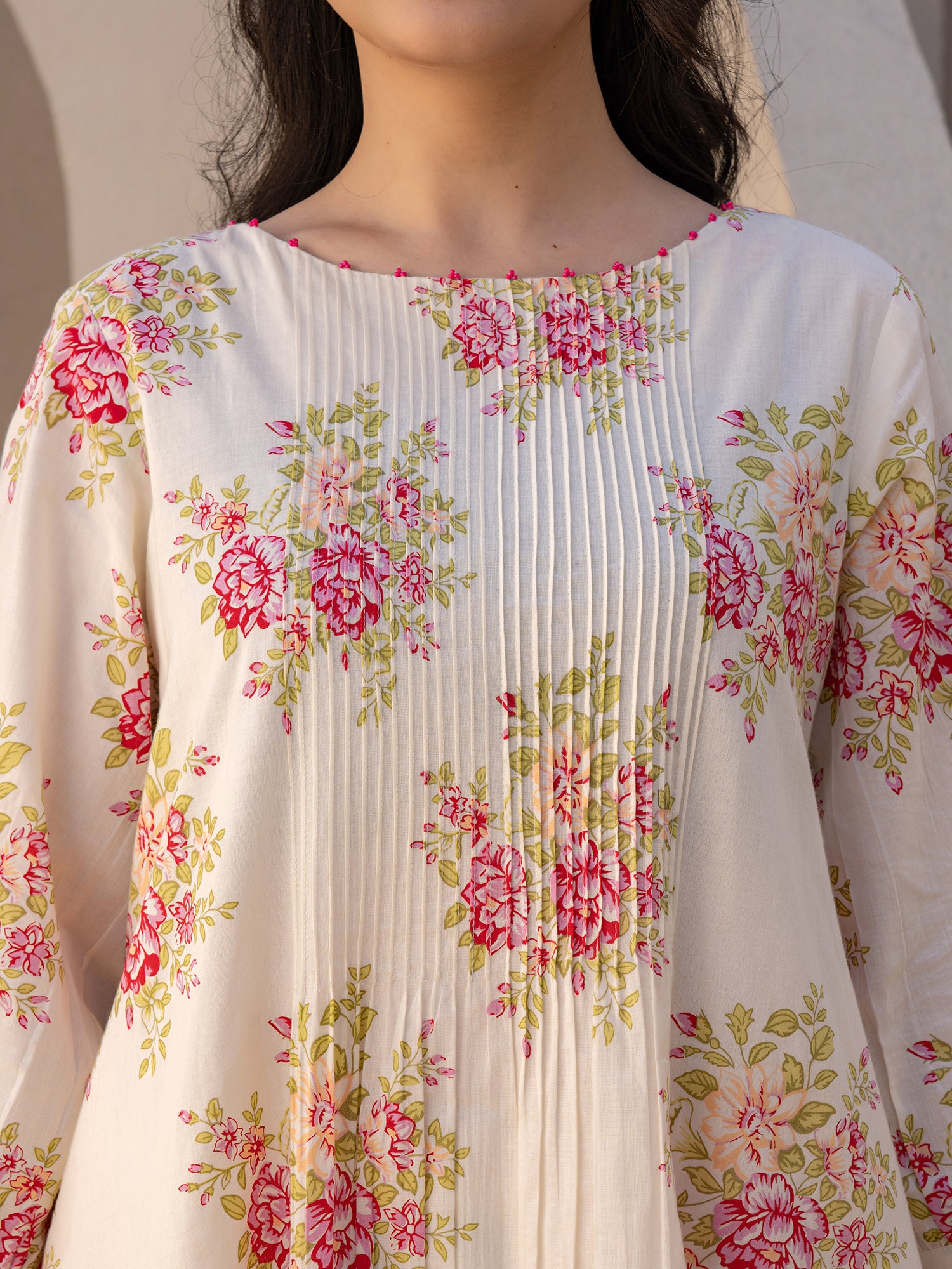 Off White Printed A-Line Pure Cotton kurta pant set
