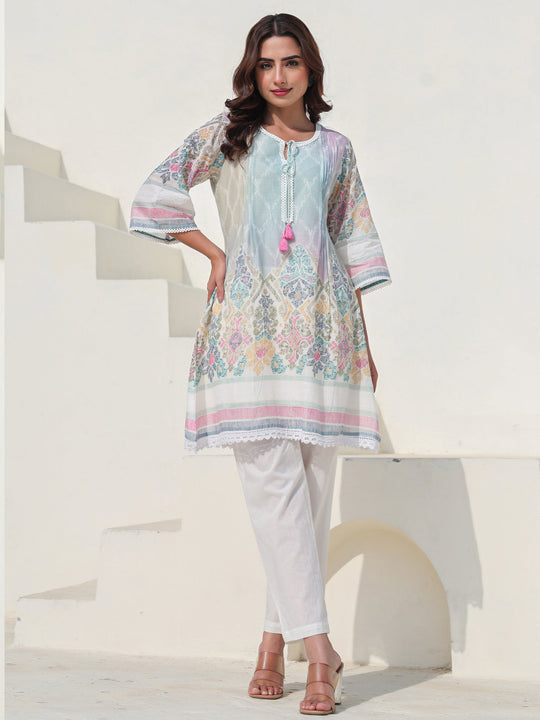 Multi Printed A-Line Pure Cotton kurta pant set