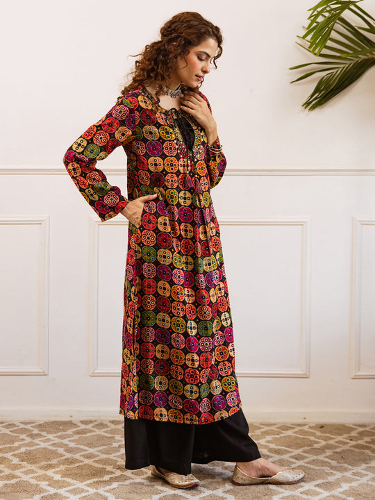 Multi Printed Viscose Rayon A-Line Kurta Palazzo Set