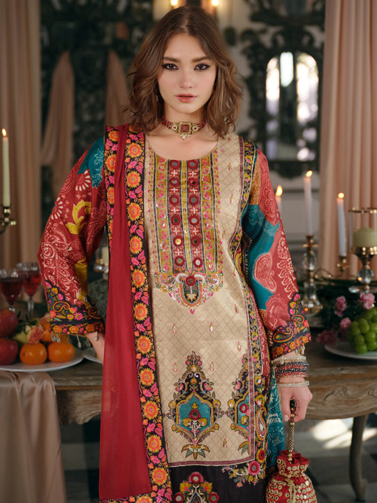 Indo Era Multi Printed A-Line Kurta Palazzos With Dupatta Set