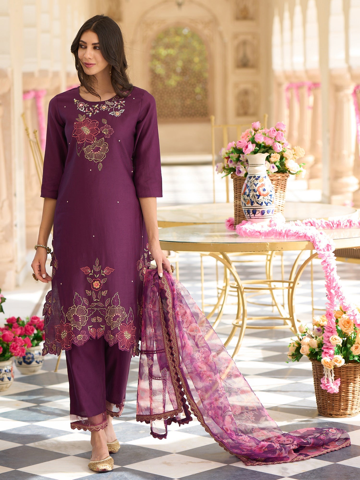 Burgundy Kurta Sets  For women,indo era, indoera, kurta set for women, women kurta set, women suit, summer wear for women, festive suit for women, mother's day outfit, dress for mother, mother's day special, heeramandi dress