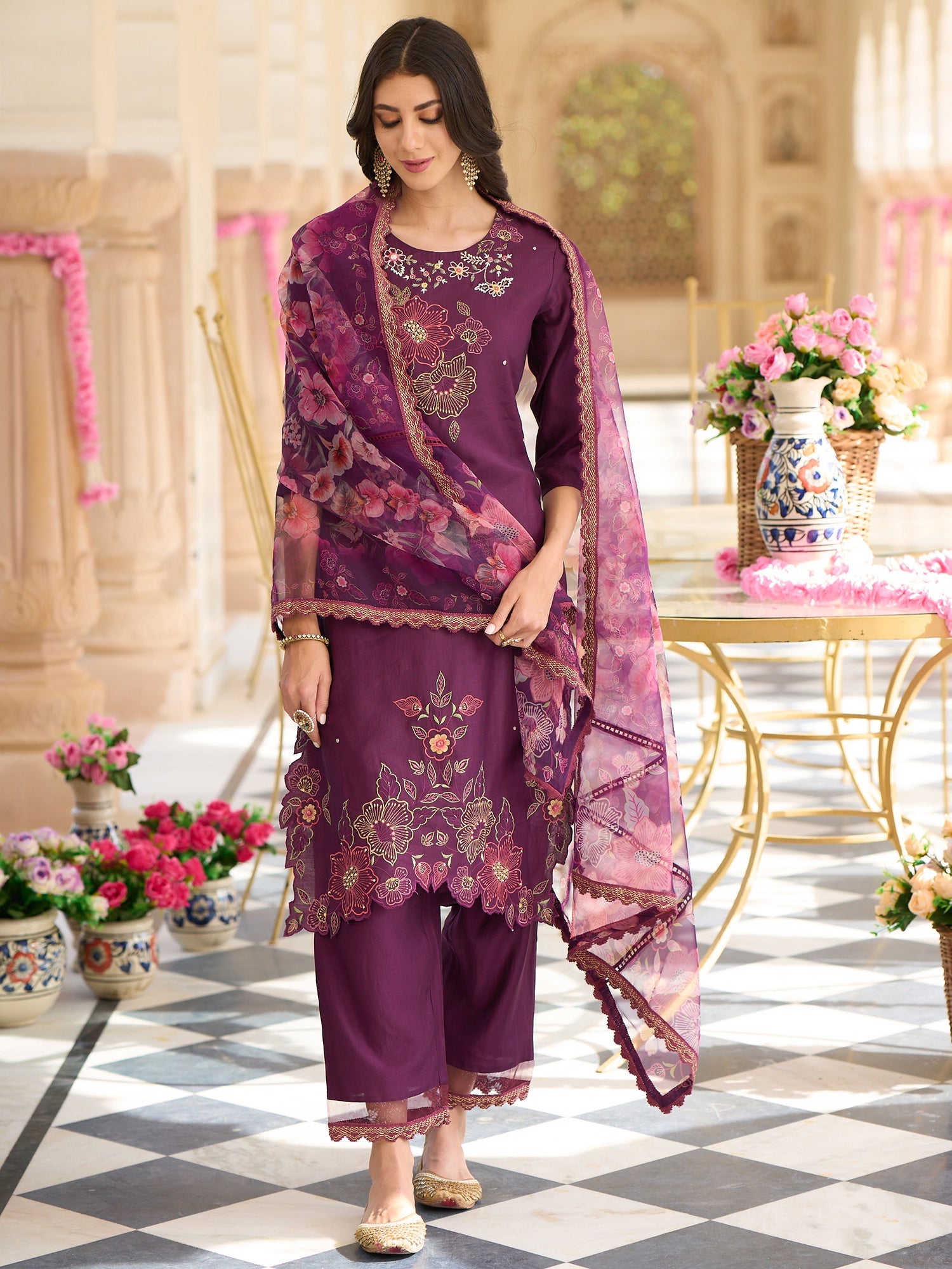 Burgundy Kurta Sets  For women,indo era, indoera, kurta set for women, women kurta set, women suit, summer wear for women, festive suit for women, mother's day outfit, dress for mother, mother's day special, heeramandi dress