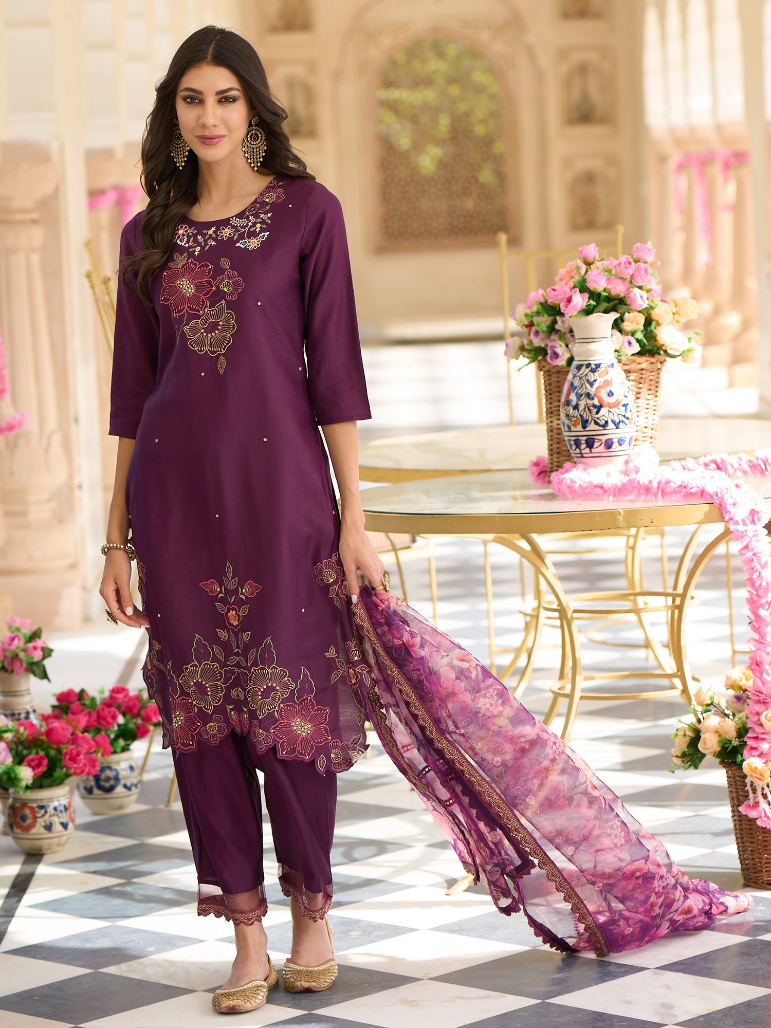 Burgundy Kurta Sets  For women,indo era, indoera, kurta set for women, women kurta set, women suit, summer wear for women, festive suit for women, mother's day outfit, dress for mother, mother's day special, heeramandi dress