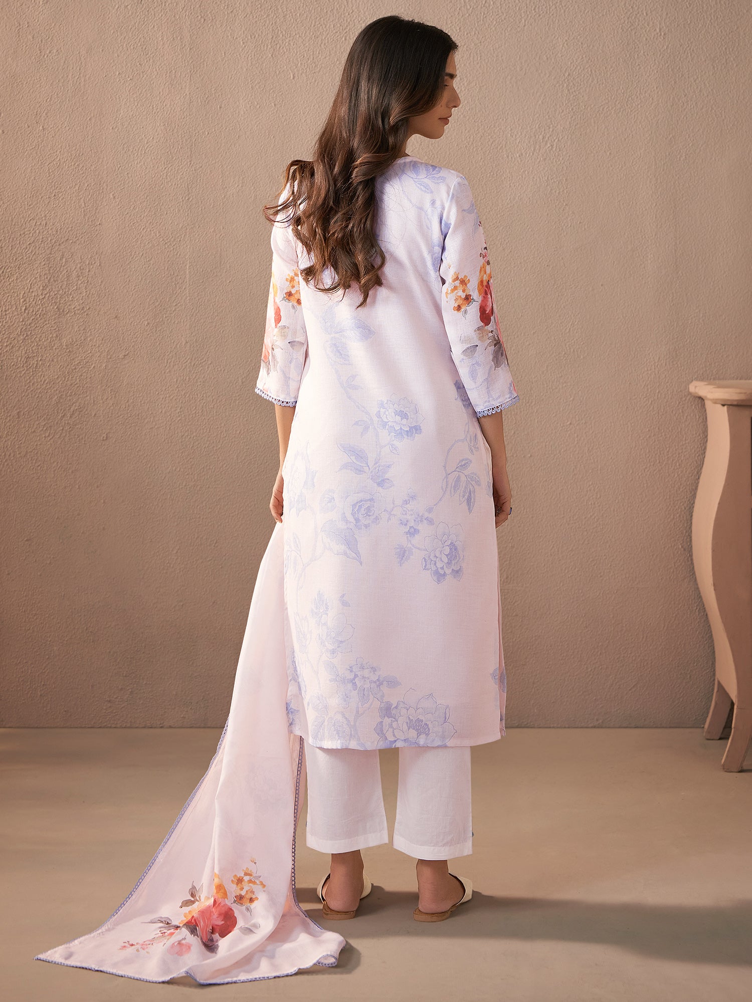 indo era, suit, kurta set for women, indo era kurta, kurta sets for ladies, summer dresses for women, 3 piece suit, cotton kurta set for women, new arrivals, women kurti plazo set, women in suit, kurta suit, floral kurta, short suit, spring summer, White suit